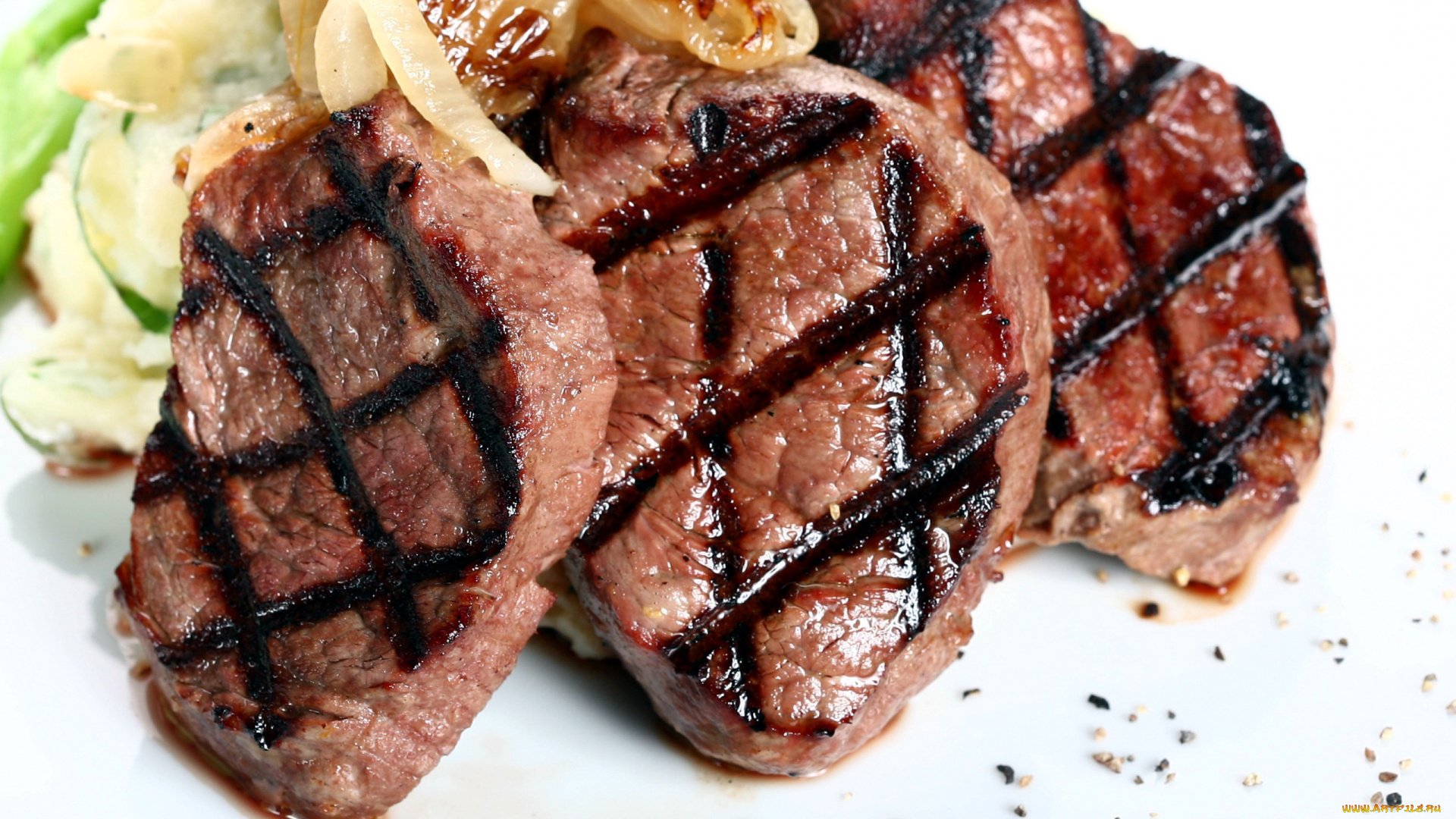 еда, мясные, блюда, отбивные, мясо, лук