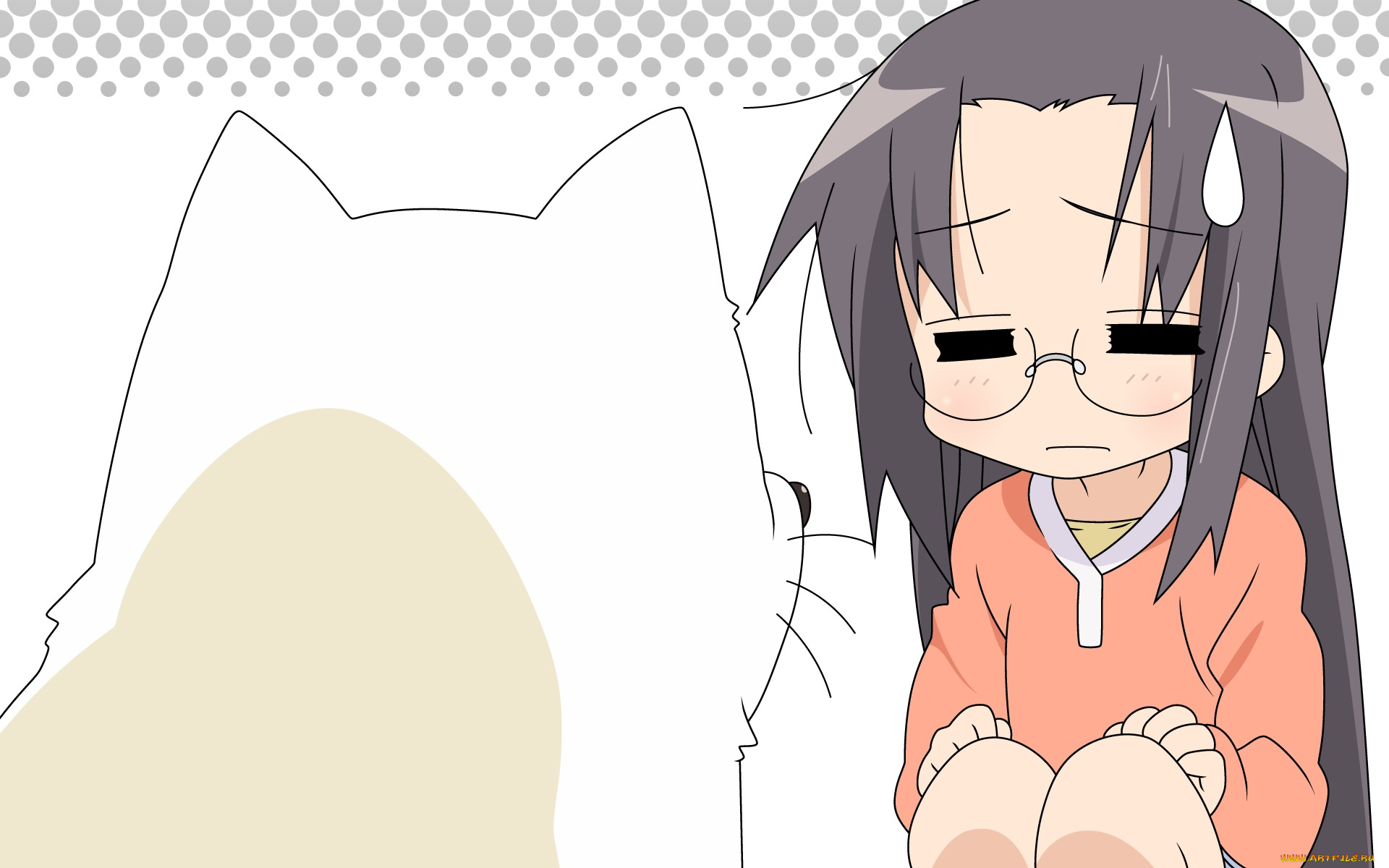 аниме, lucky, star, девушка, взгляд, фон