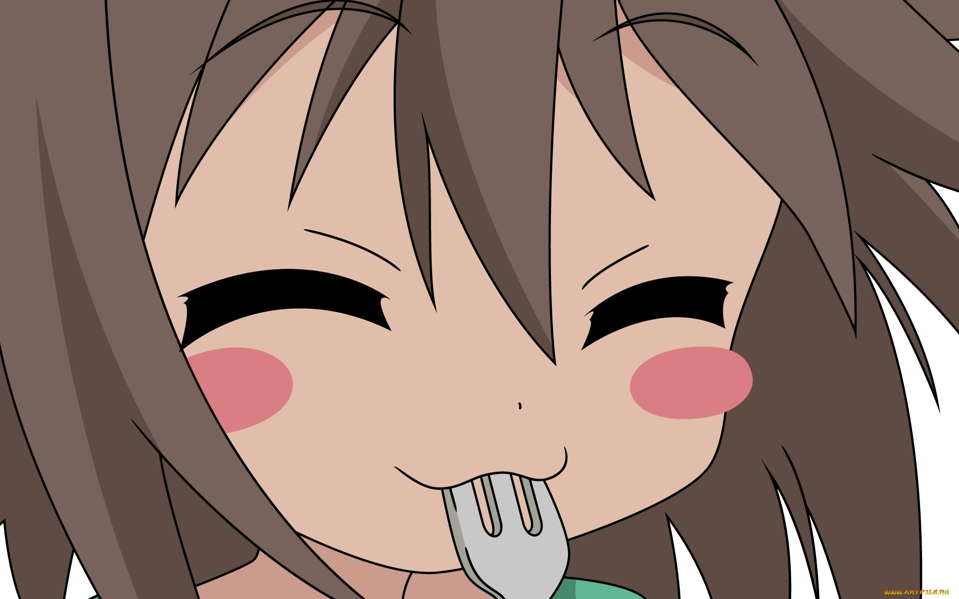 аниме, lucky, star, девушка, взгляд, фон