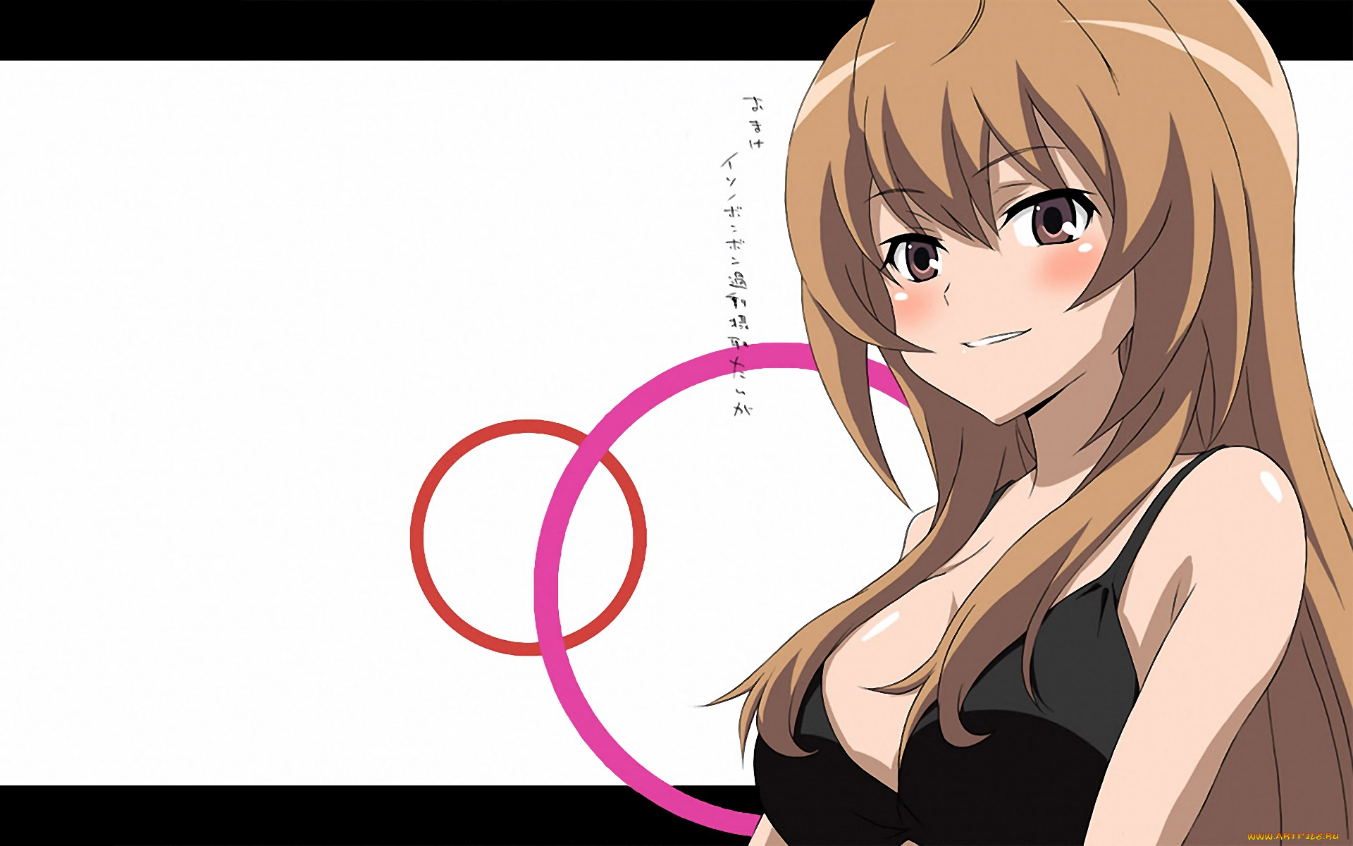 аниме, toradora, девушка, взгляд, фон