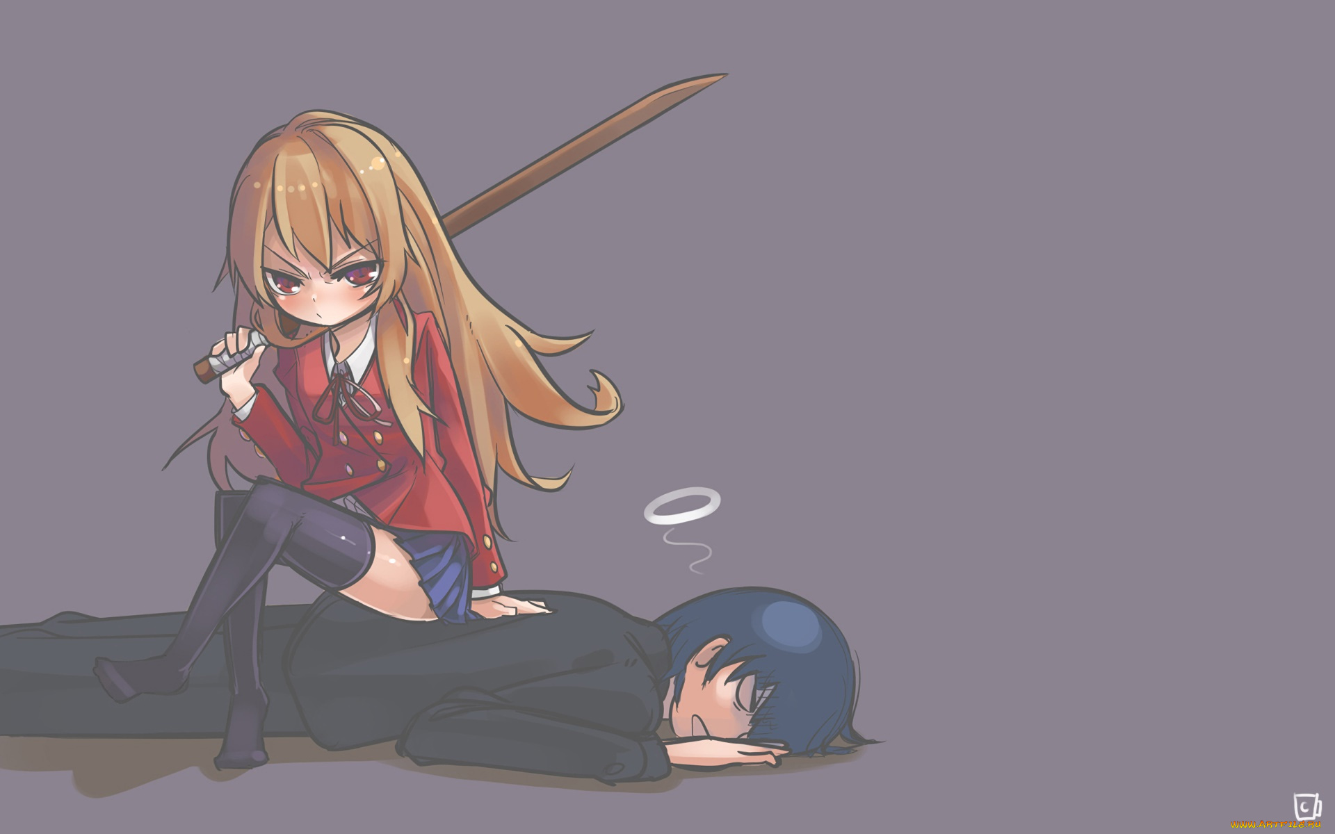 аниме, toradora, фон, взгляд, девушка
