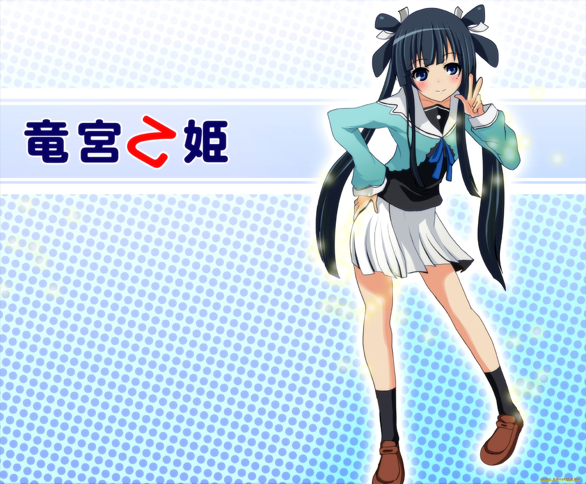 аниме, ookami-san, to, shichinin, no, nakama-tachi, девушка, взгляд, фон