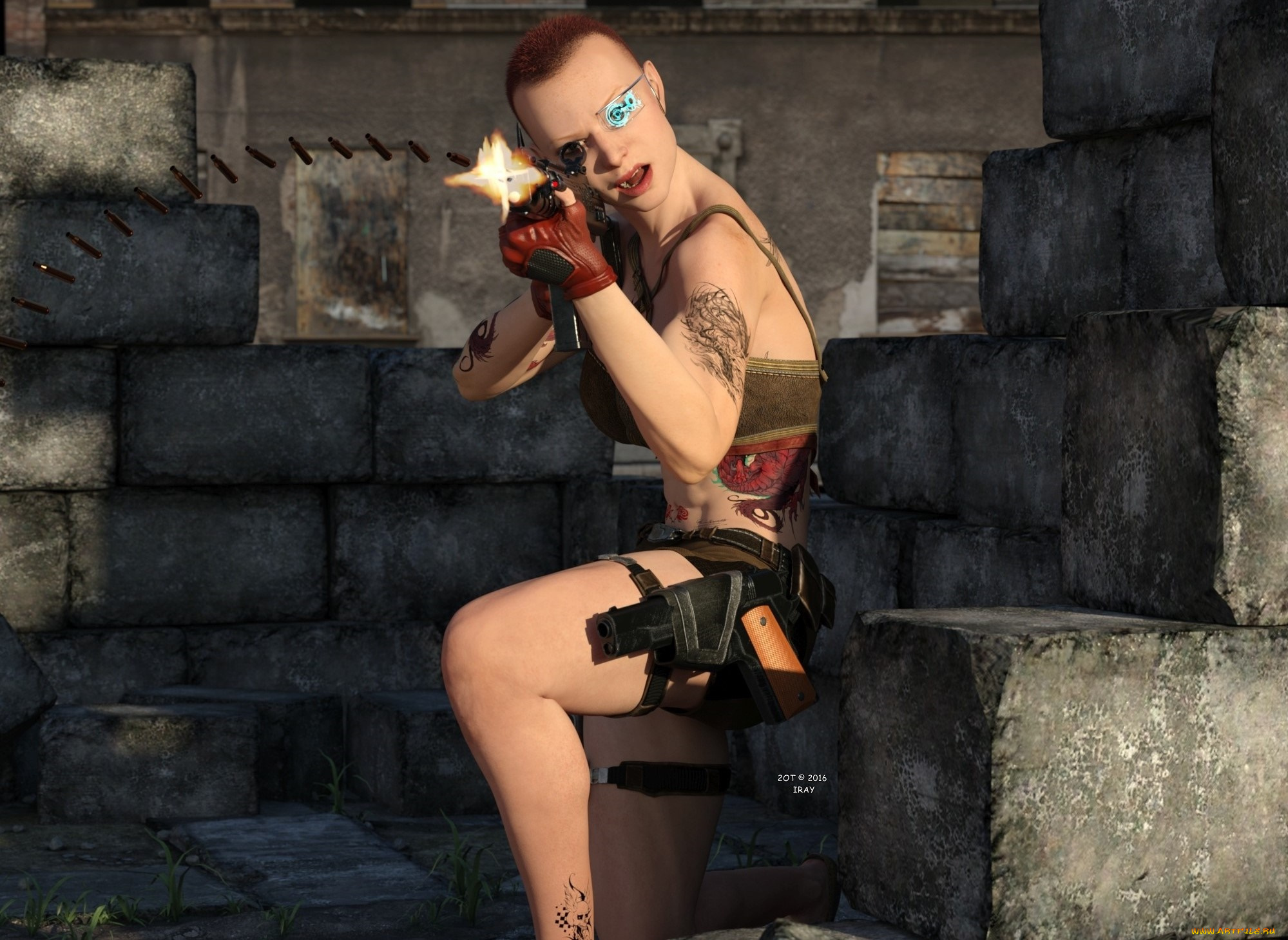 3д, графика, фантазия, , fantasy, взгляд, девушка, оружие, фон