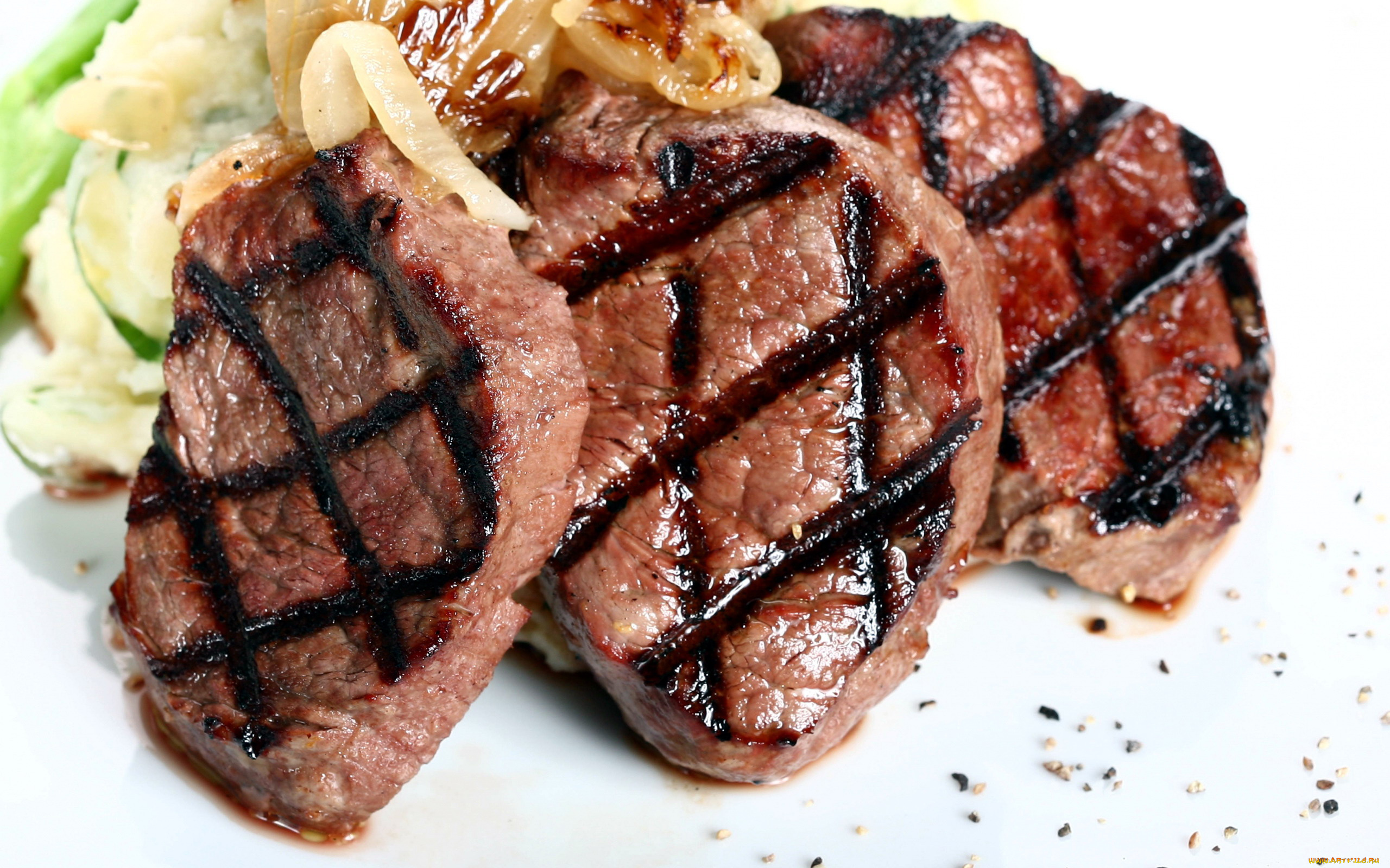 еда, мясные, блюда, отбивные, мясо, лук