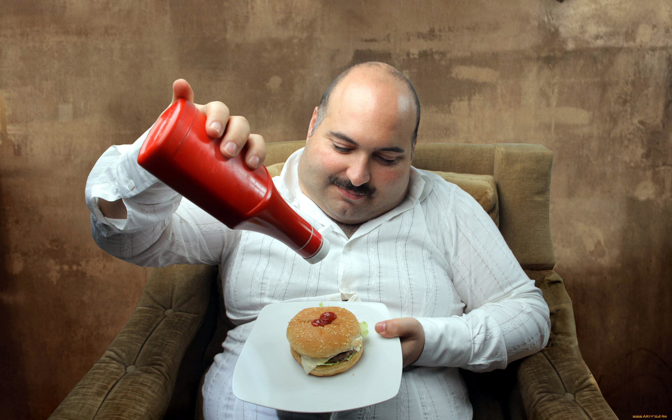 юмор, и, приколы, толстяк, кетчуп, гамбургер, обжора