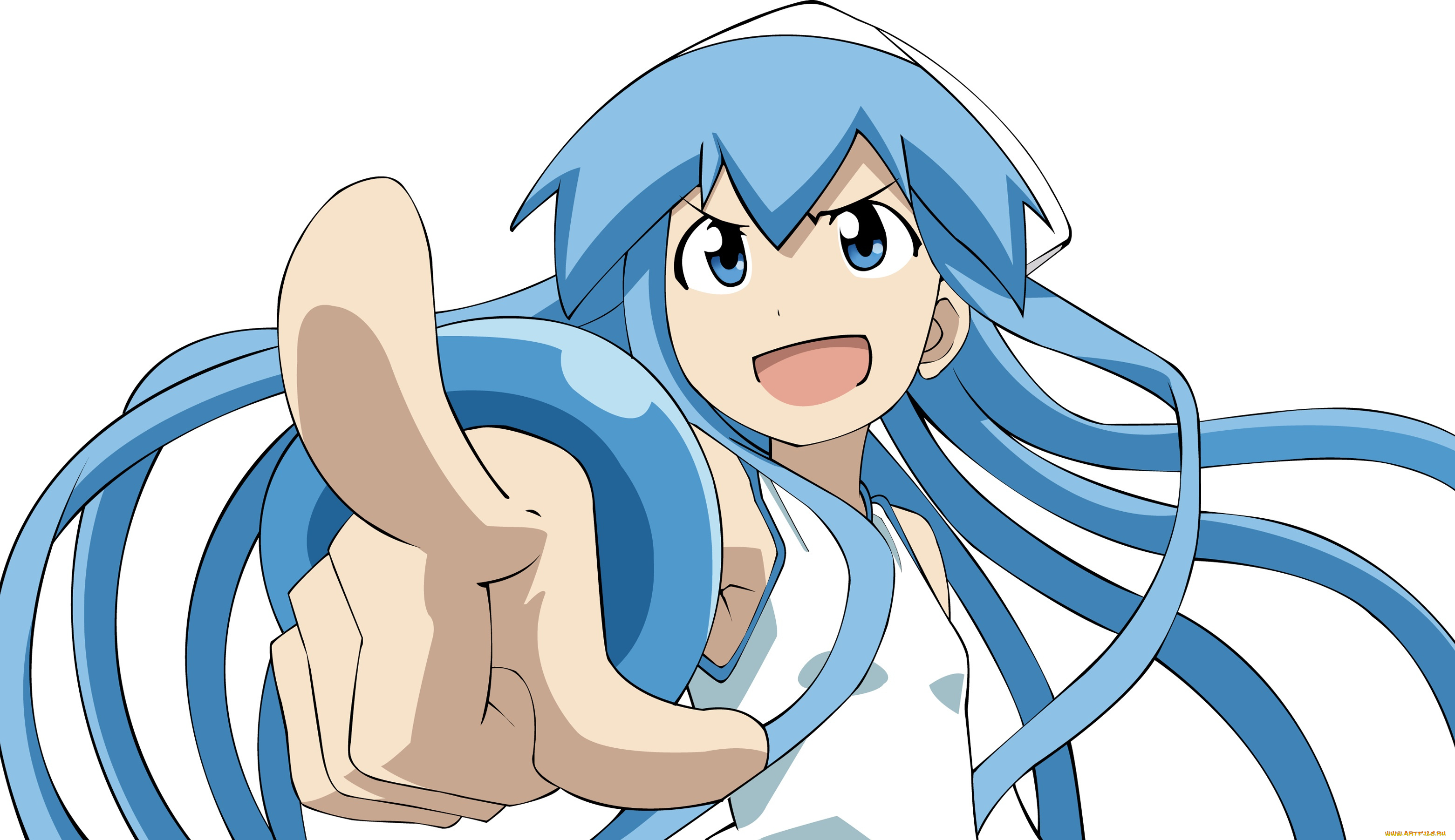 аниме, shinryaku, , ika, musume, девушка, взгляд, фон