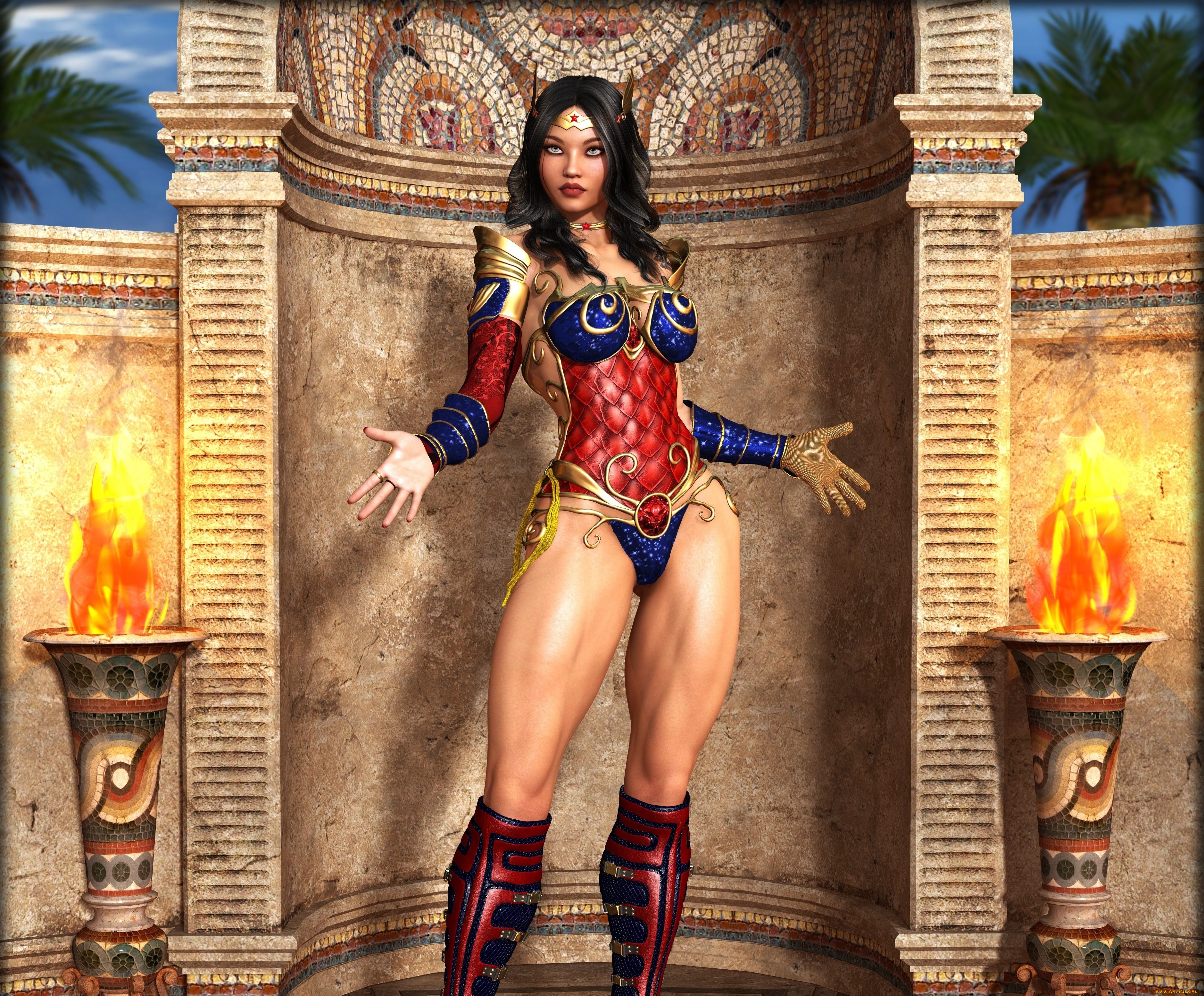 3д, графика, фантазия, , fantasy, фон, взгляд, девушка