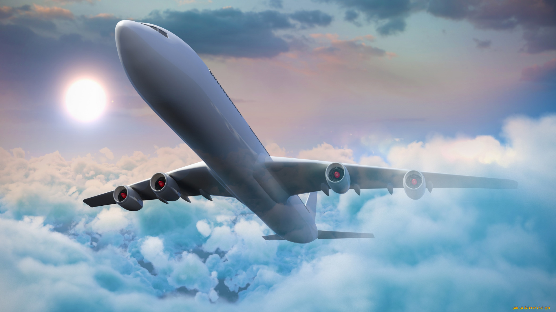 авиация, 3д, рисованые, v-graphic, полет, самолет