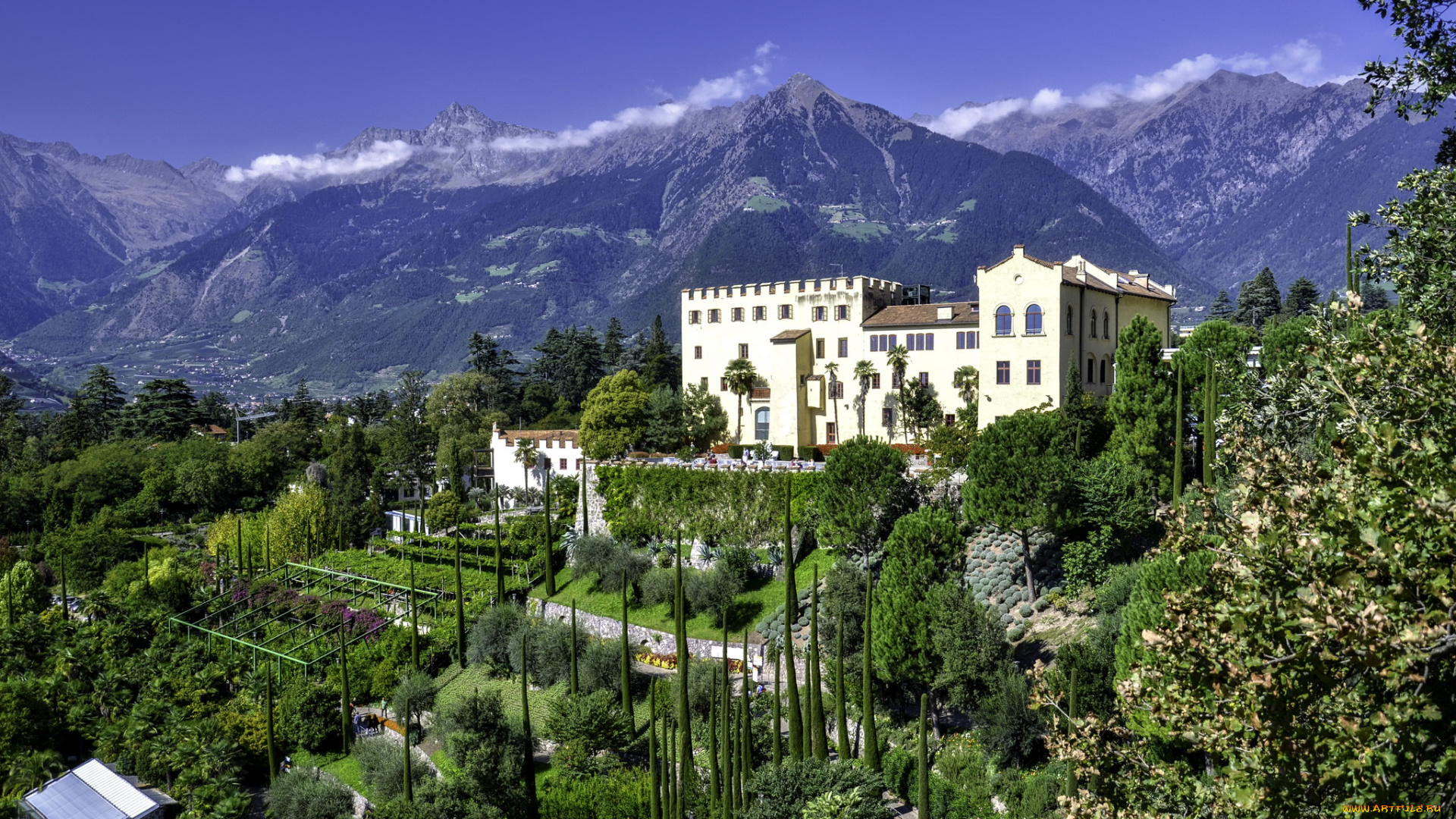 castel, trauttmansdorff, города, замки, италии, простор