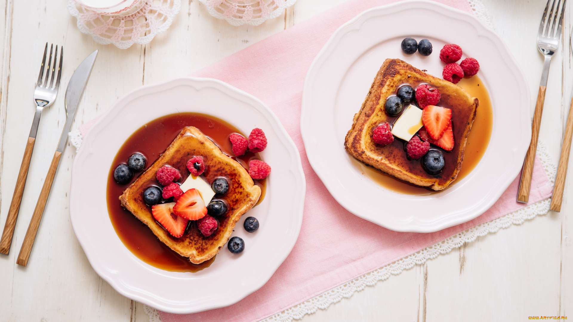 еда, разное, завтрак, ягоды, французский, тост, мед