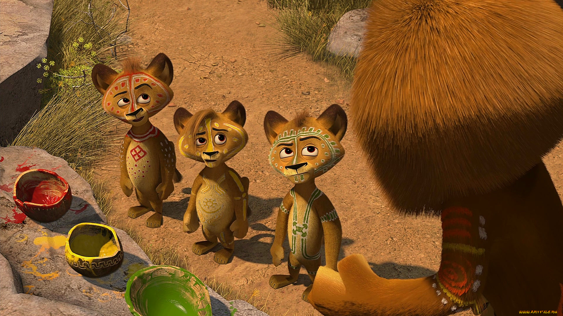 мультфильмы, madagascar, , escape, 2, africa, маскировка, краска, львенок