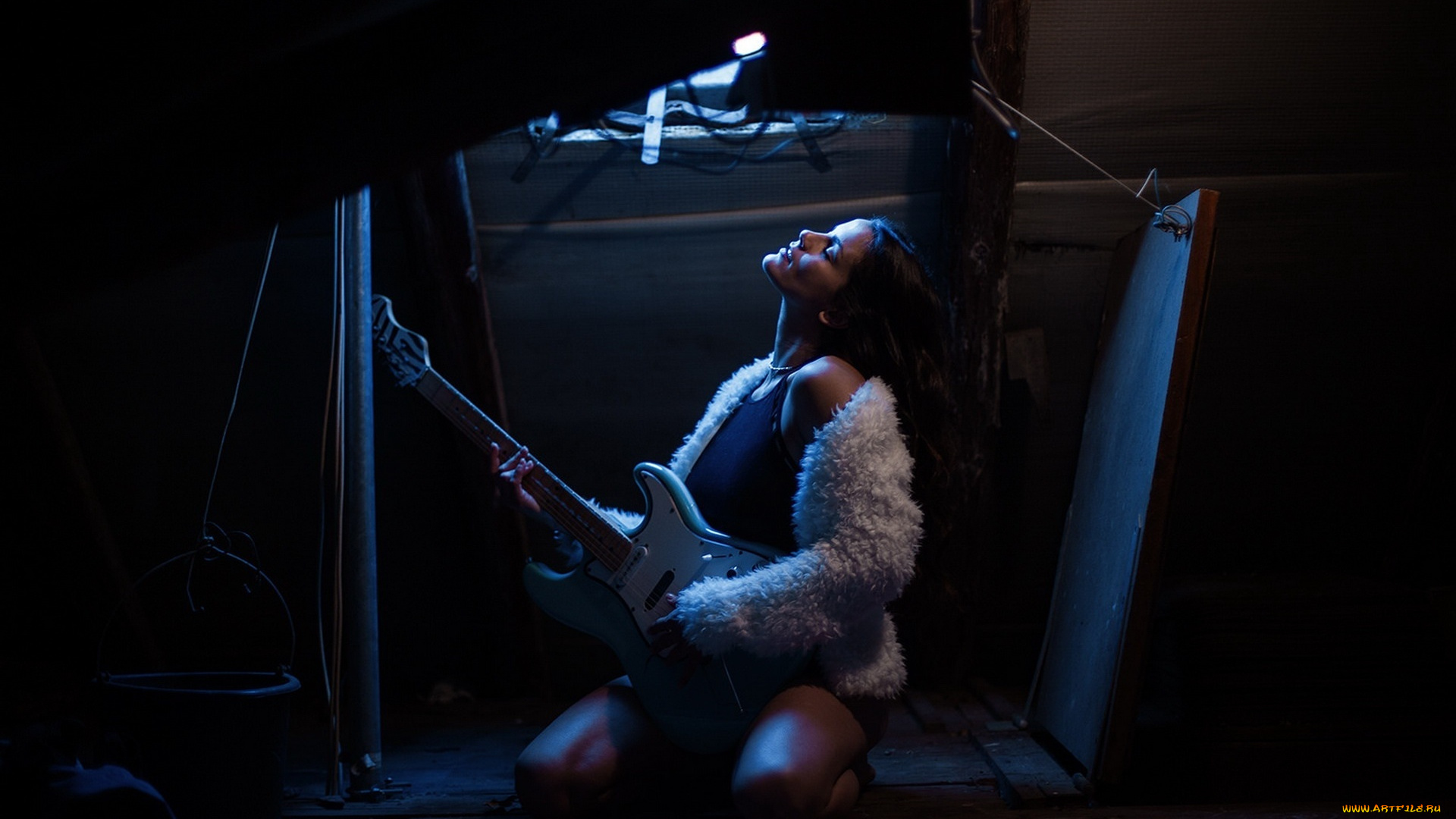 музыка, -, другое, девушка, гитара