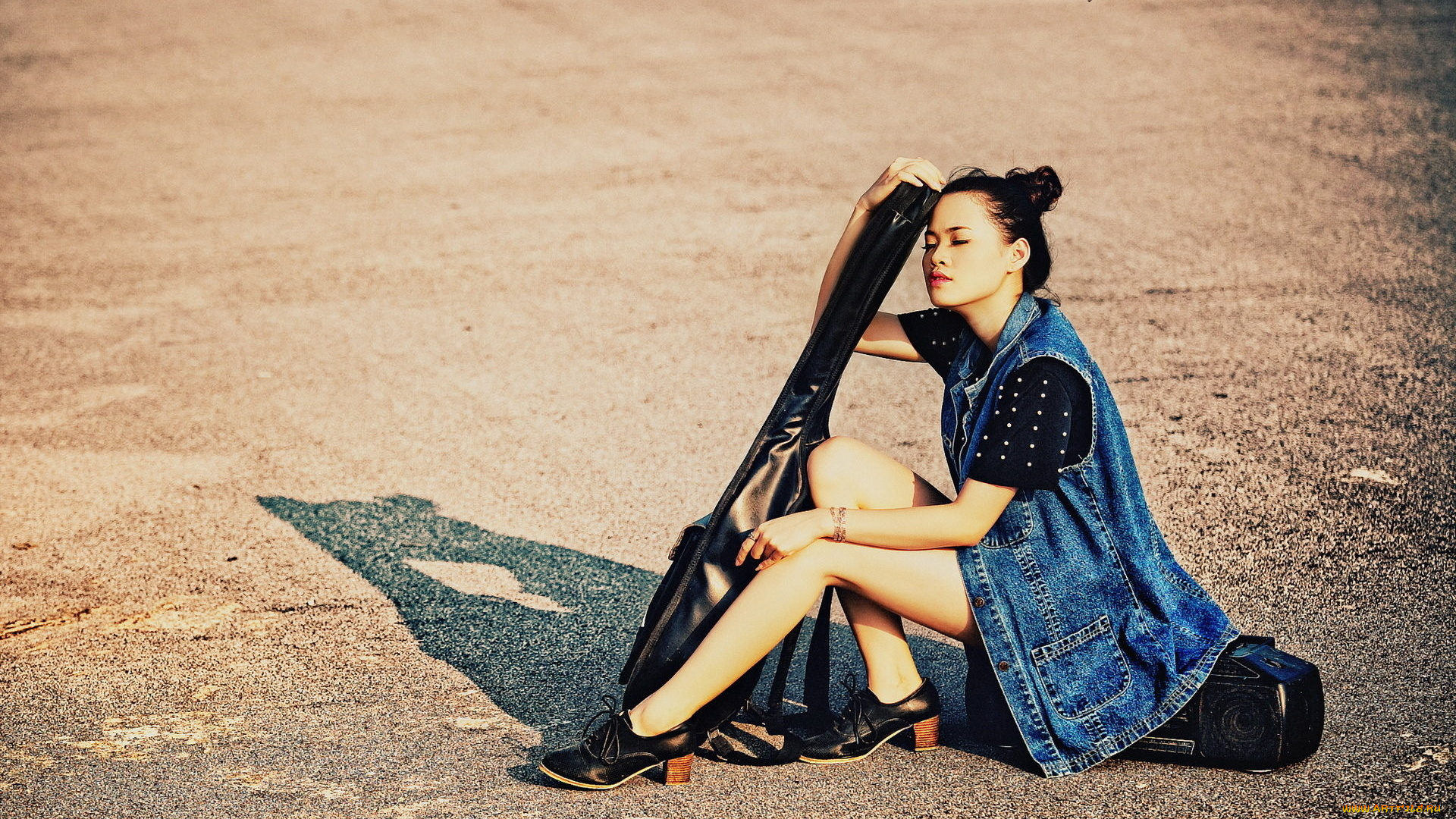 музыка, -, другое, девушка, магнитофон, футляр