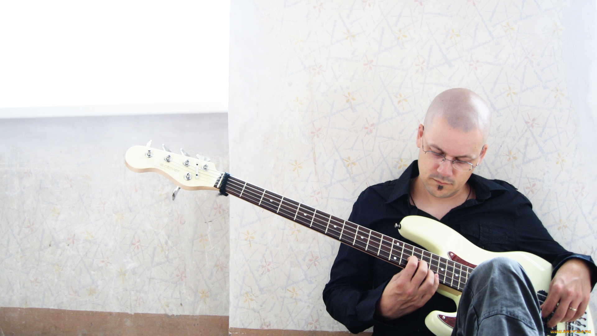 музыка, -, другое, мужчина, очки, гитара