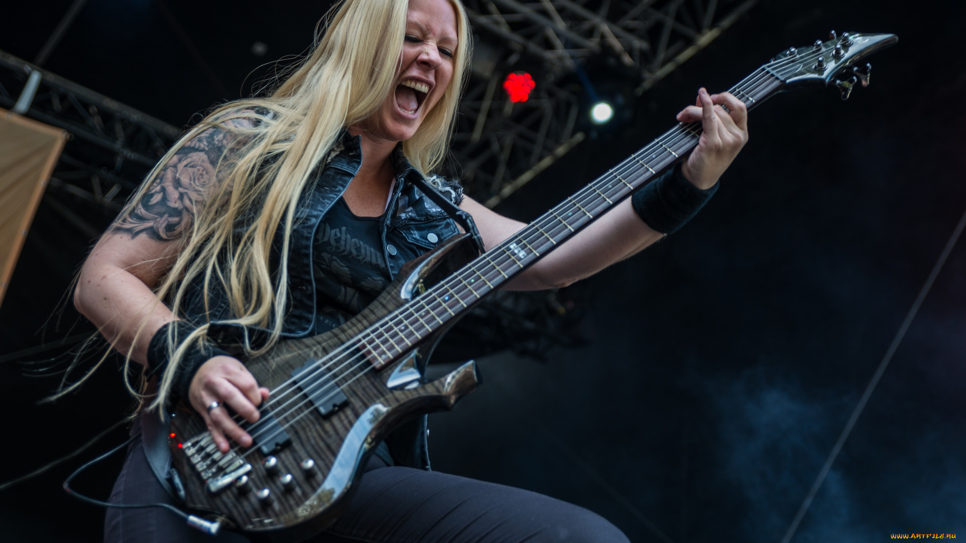 музыка, -, другое, тату, гитара, девушка