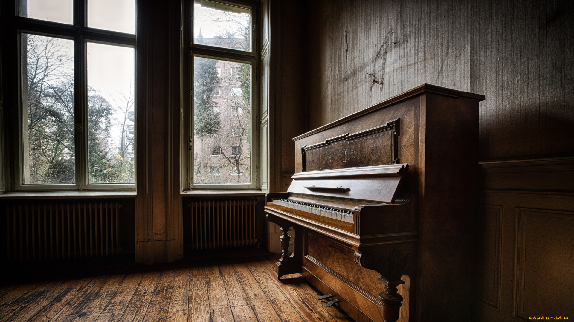 музыка, -музыкальные, инструменты, комната, окно, пианино