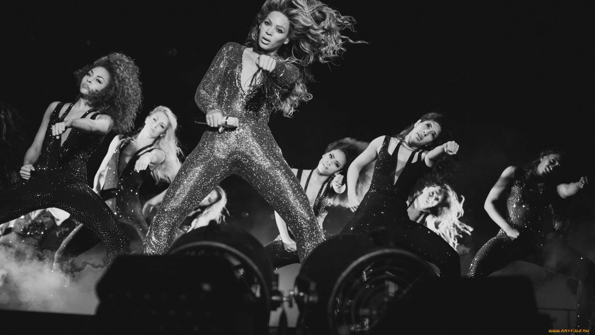 музыка, beyonce, knowles, девушка, черно-белое, фото, сцена, певица