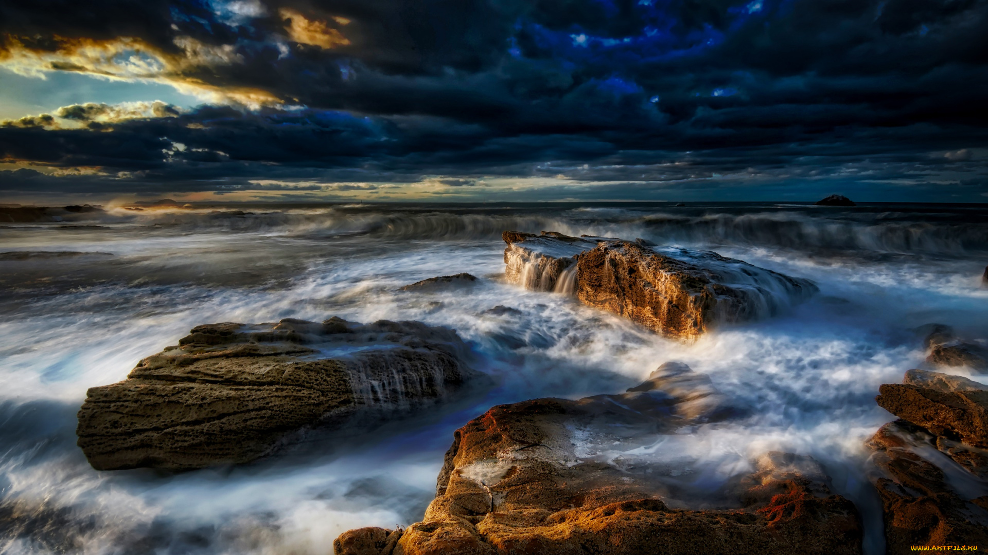 природа, побережье, камни, море