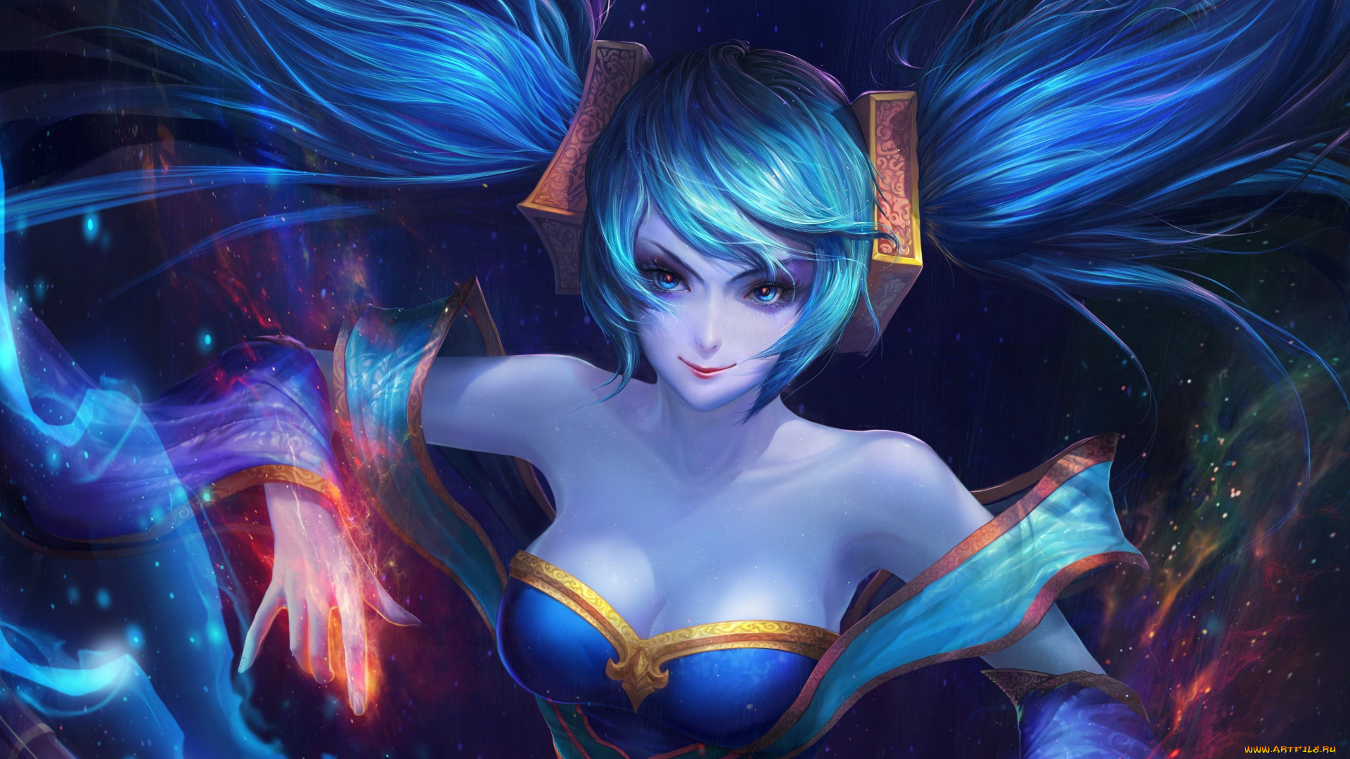 видео, игры, league, of, legends, фон, взгляд, девушка, sona