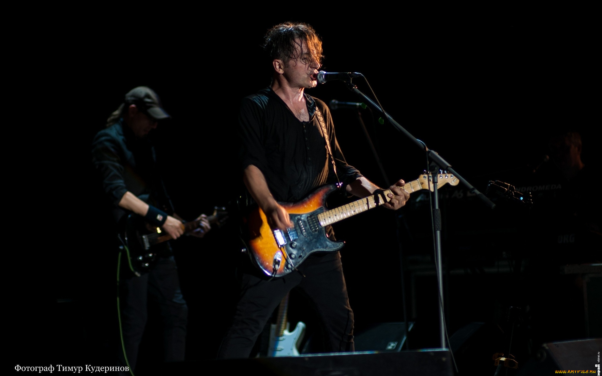 агата, кристи, музыка, -, другое, черный, фон, мужчина, гитара, микрофон