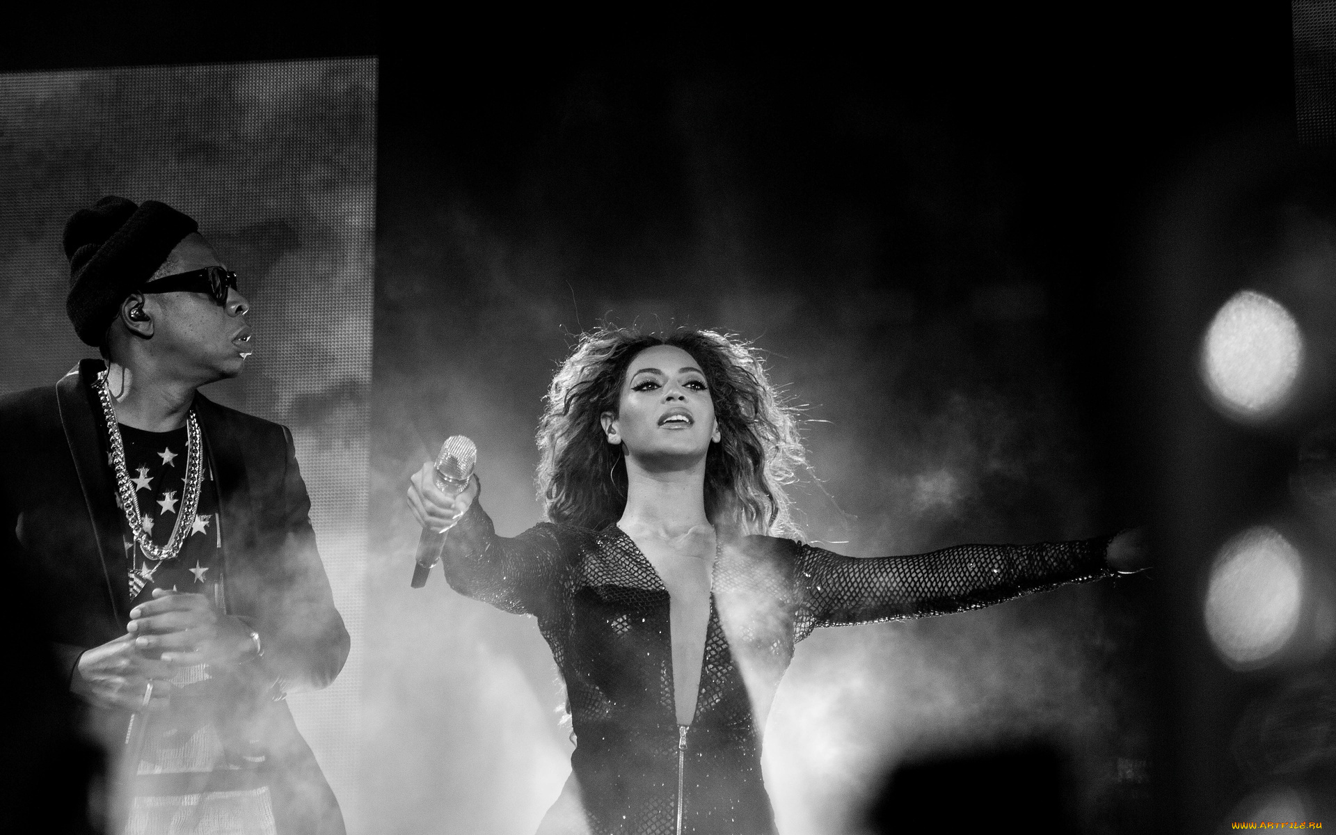 beyonce, музыка, beyonce, knowles, микрофон, певица, мужчина, девушка, черно-белое, фото