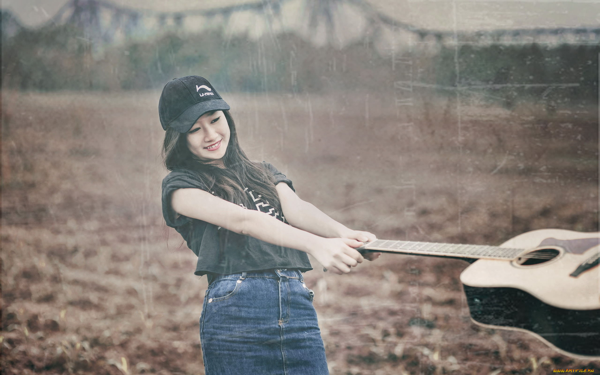 музыка, -, другое, бейсболка, гитара, девушка