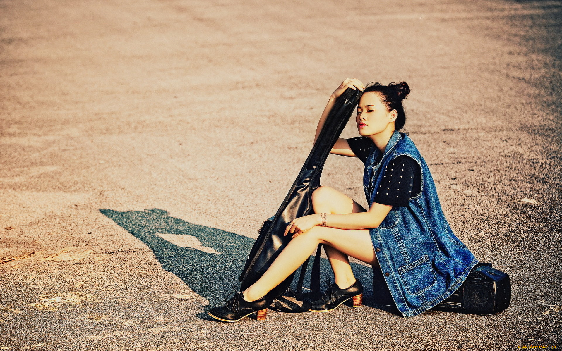 музыка, -, другое, девушка, магнитофон, футляр