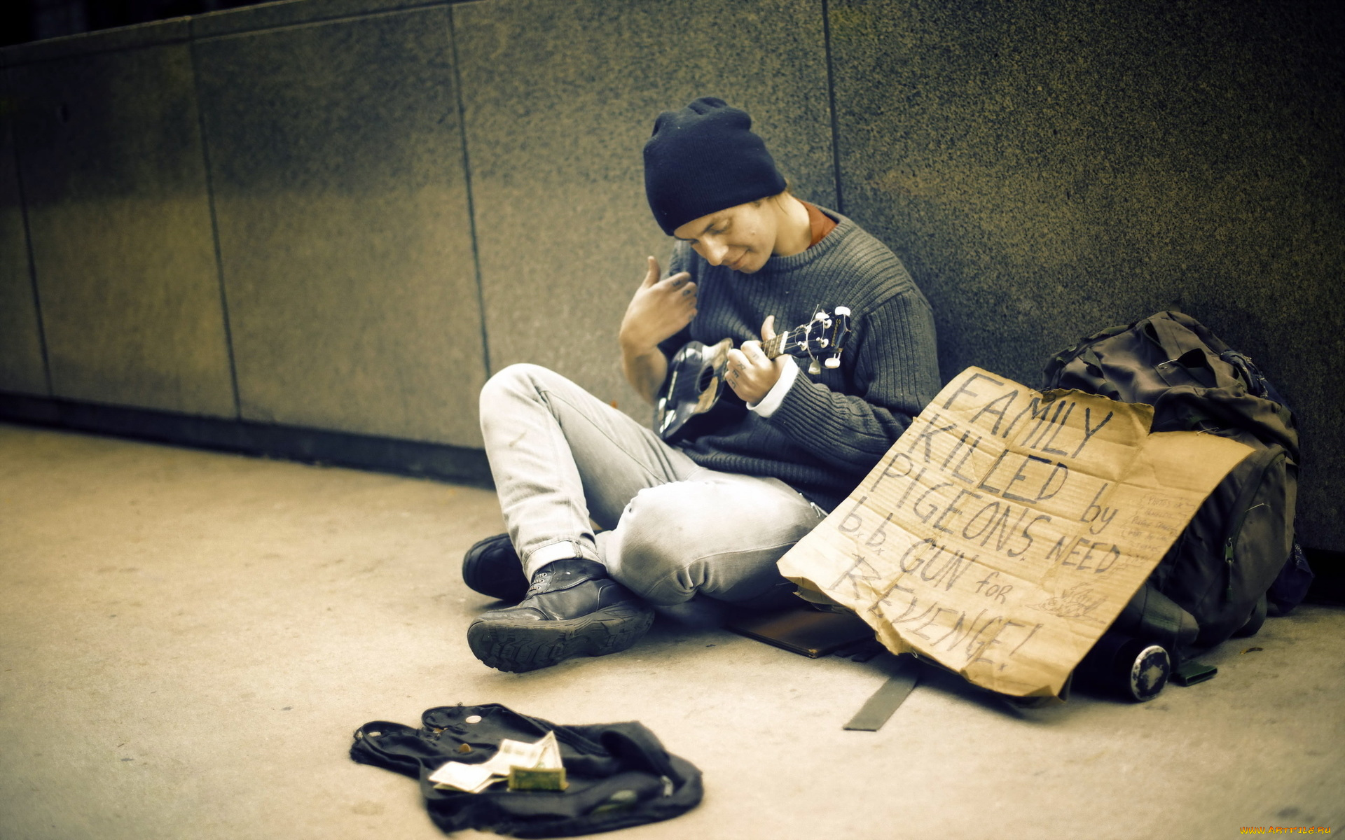 музыка, -, другое, юноша, рюкзак, деньги, гитара