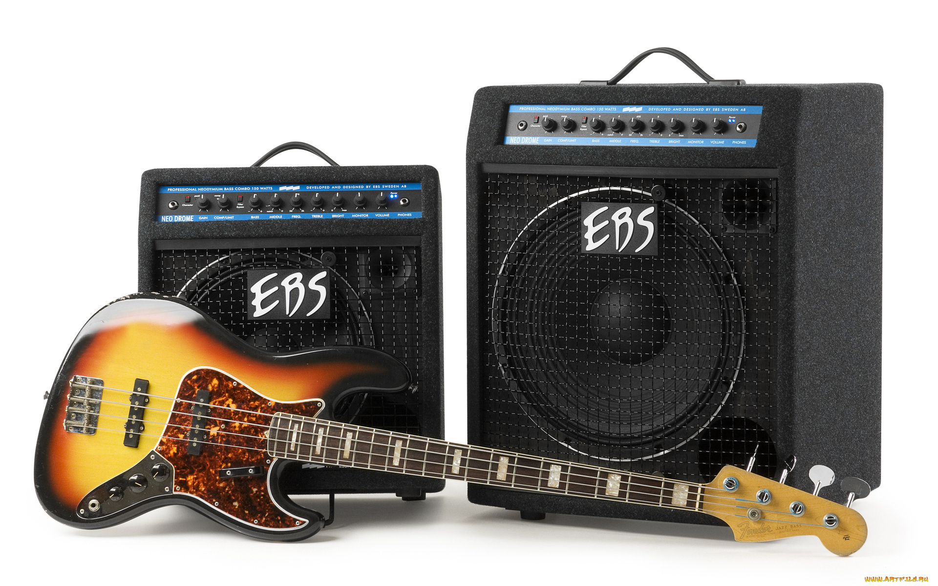 музыка, -музыкальные, инструменты, колонки, гитара, белый, фон