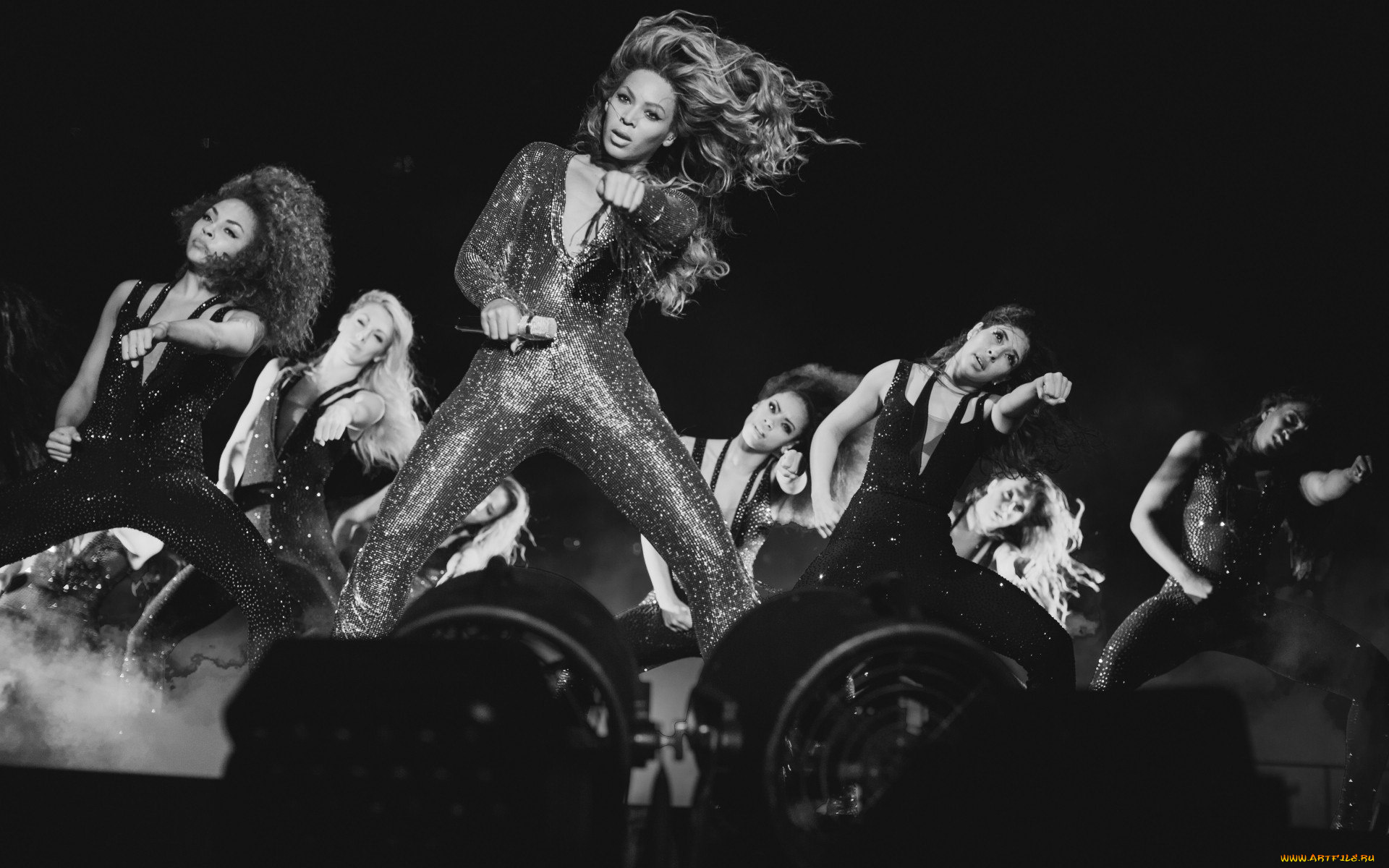 музыка, beyonce, knowles, девушка, черно-белое, фото, сцена, певица