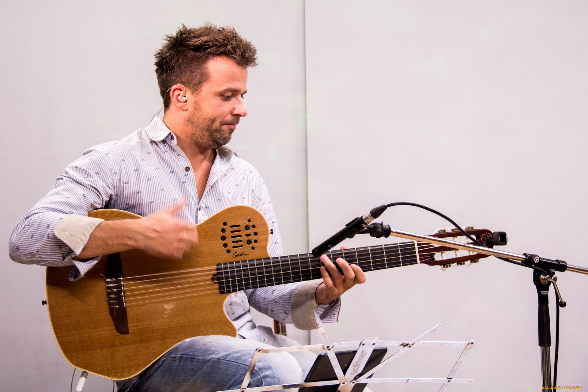 музыка, -, другое, микрофон, гитара, мужчина