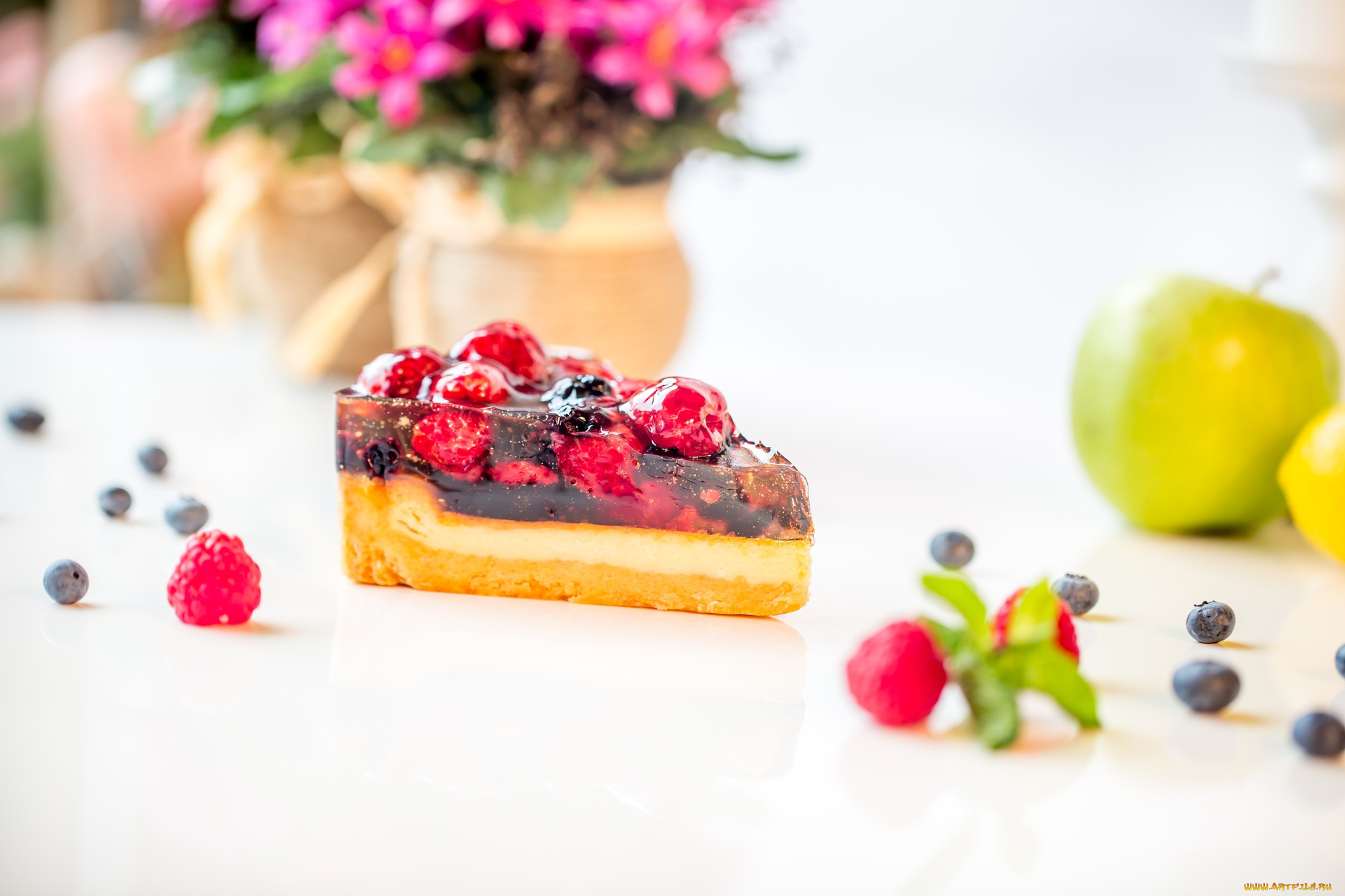 еда, торты, десерт, торт, желе, яблоко, ягоды