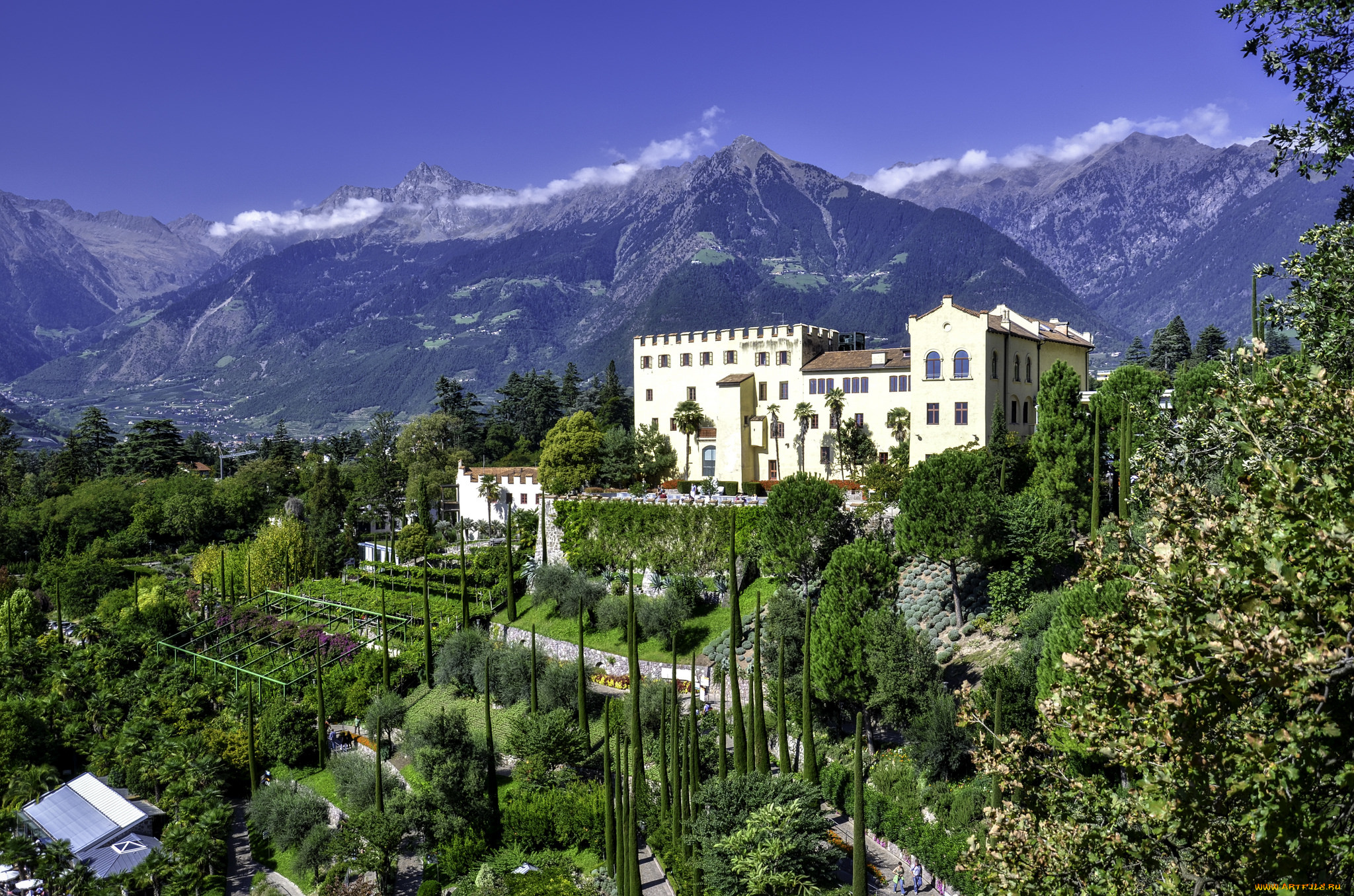 castel, trauttmansdorff, города, замки, италии, простор