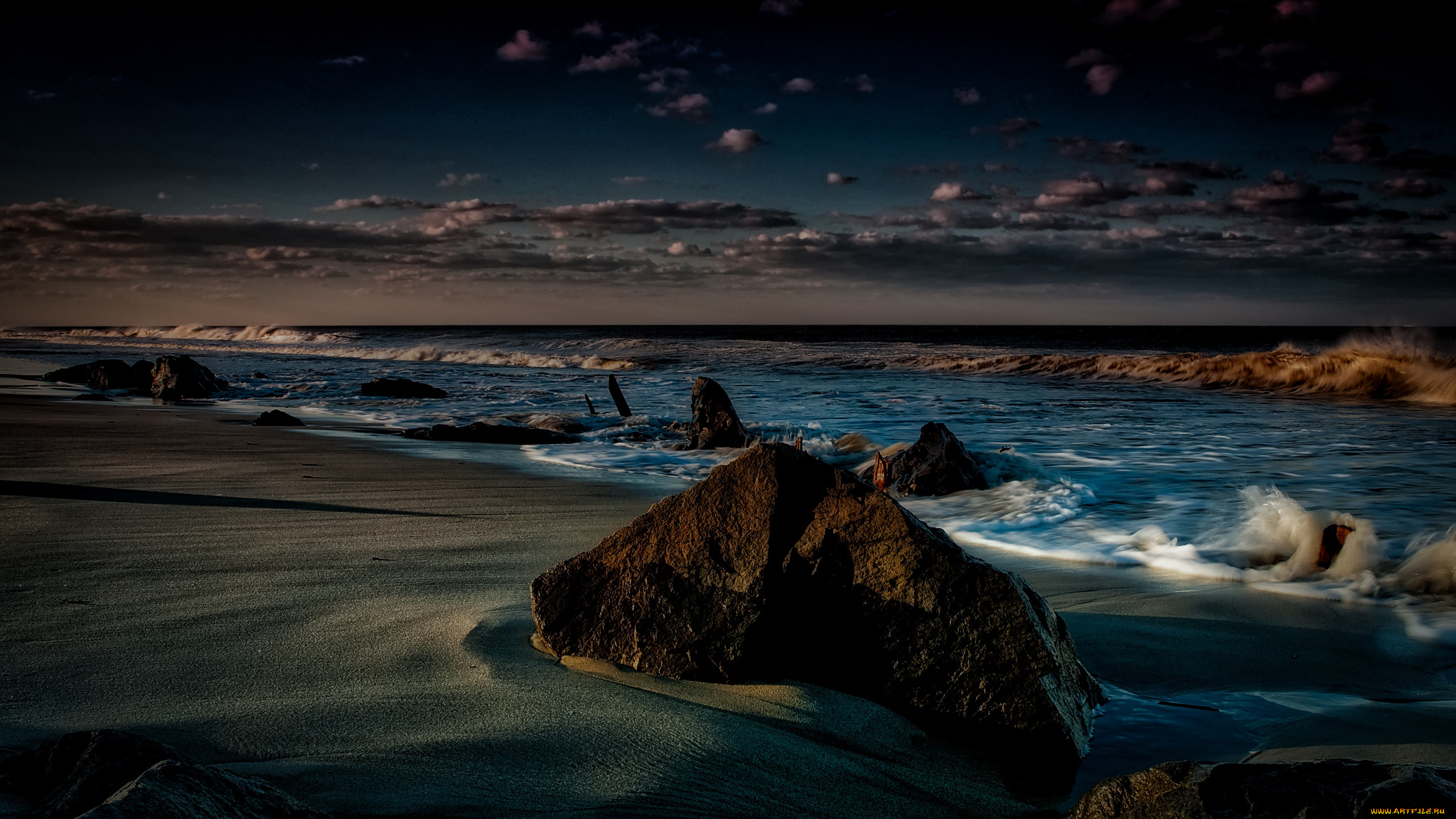 природа, побережье, море, камни