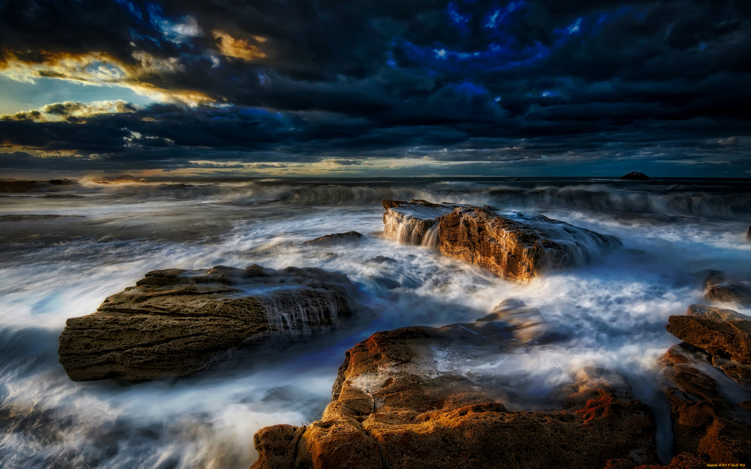 природа, побережье, камни, море