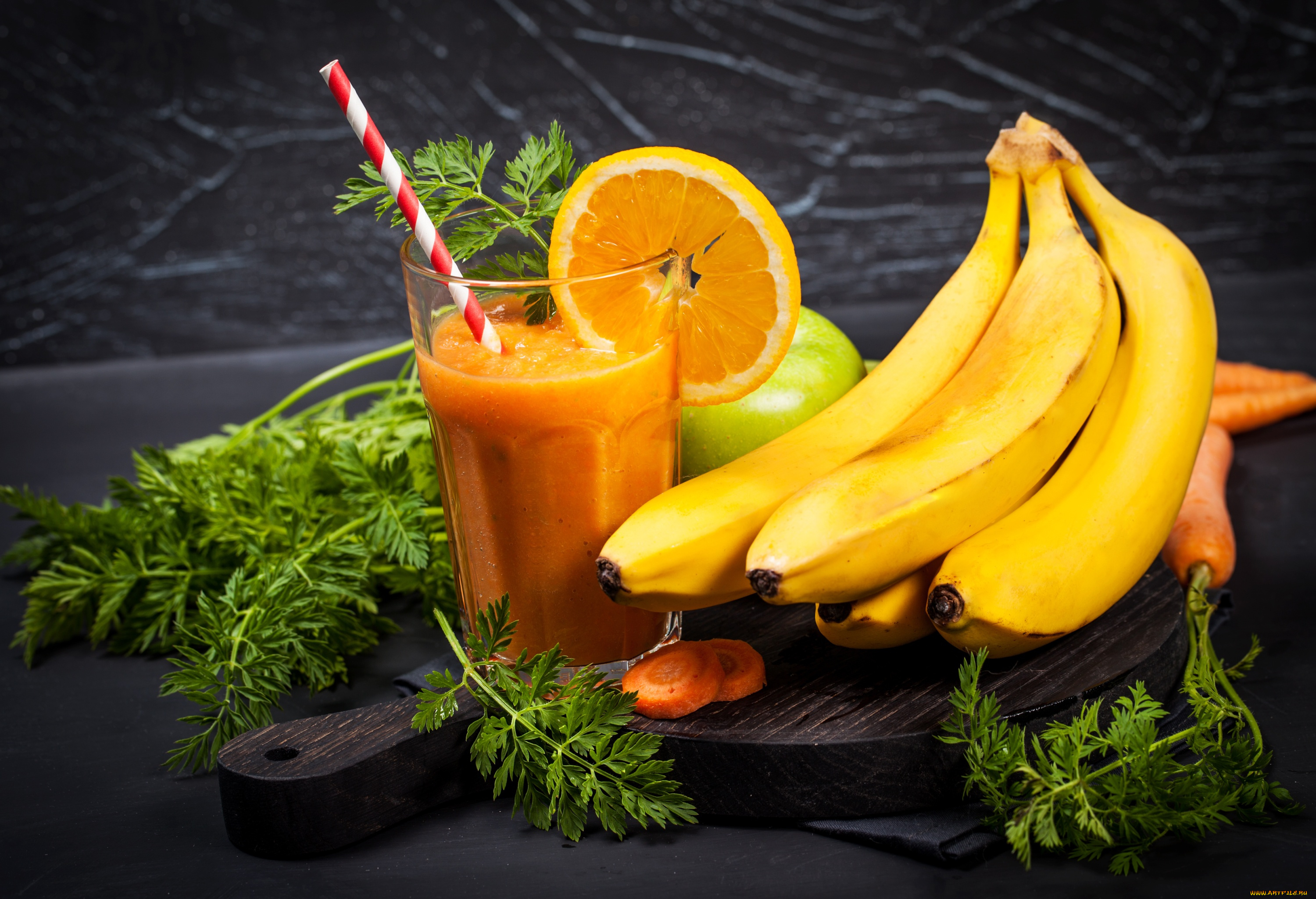 еда, напитки, , коктейль, апельсин, лимон, зелень, смузи, банан