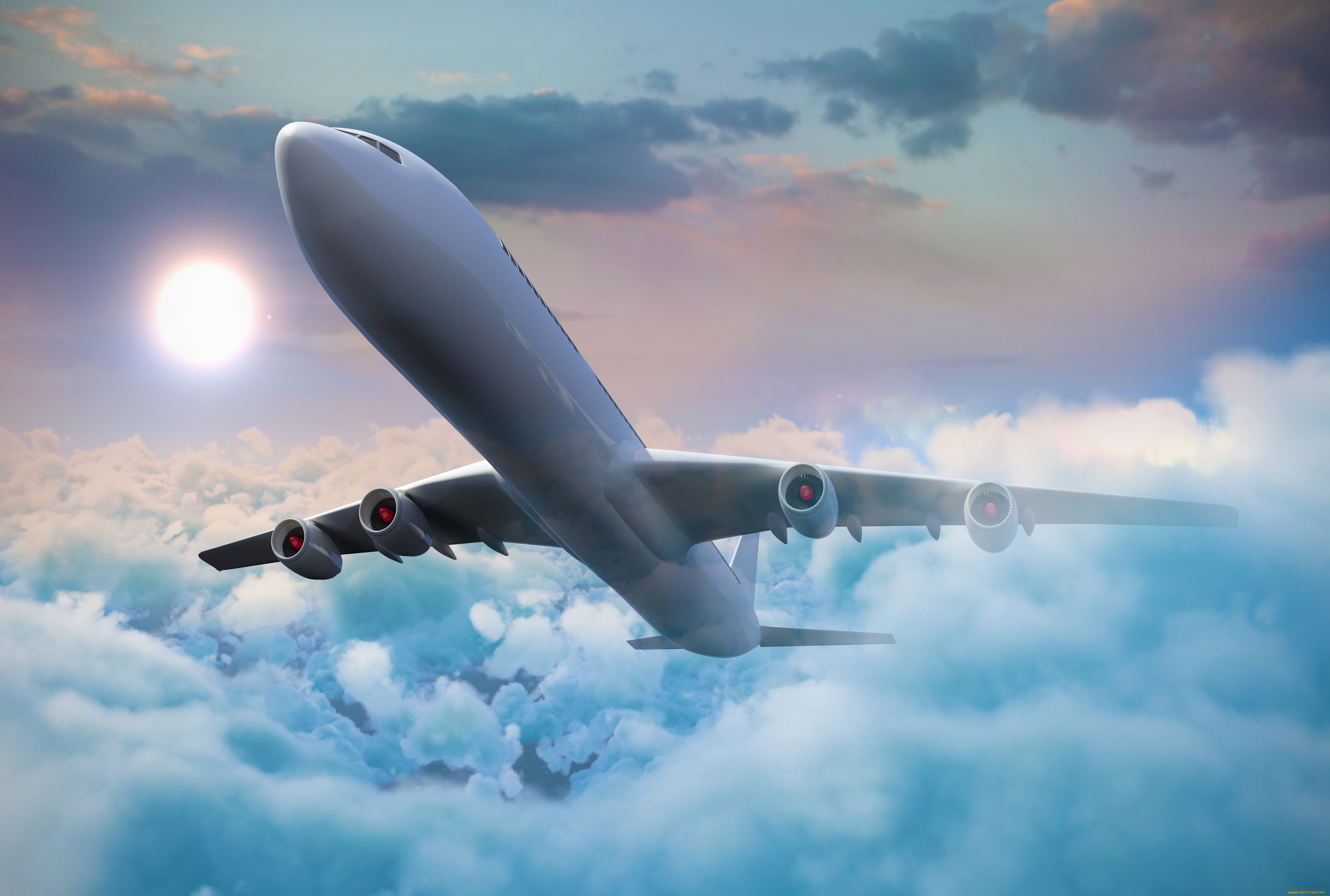 авиация, 3д, рисованые, v-graphic, полет, самолет