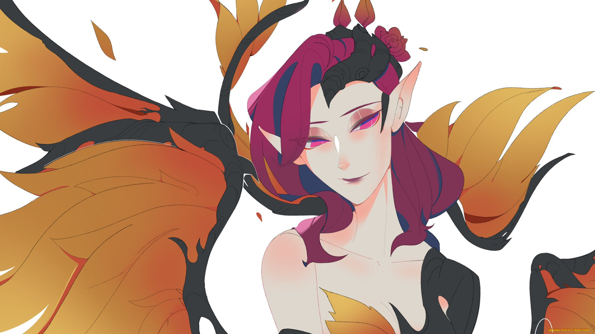 видео, игры, league, of, legends, девушка, крылья, morgana