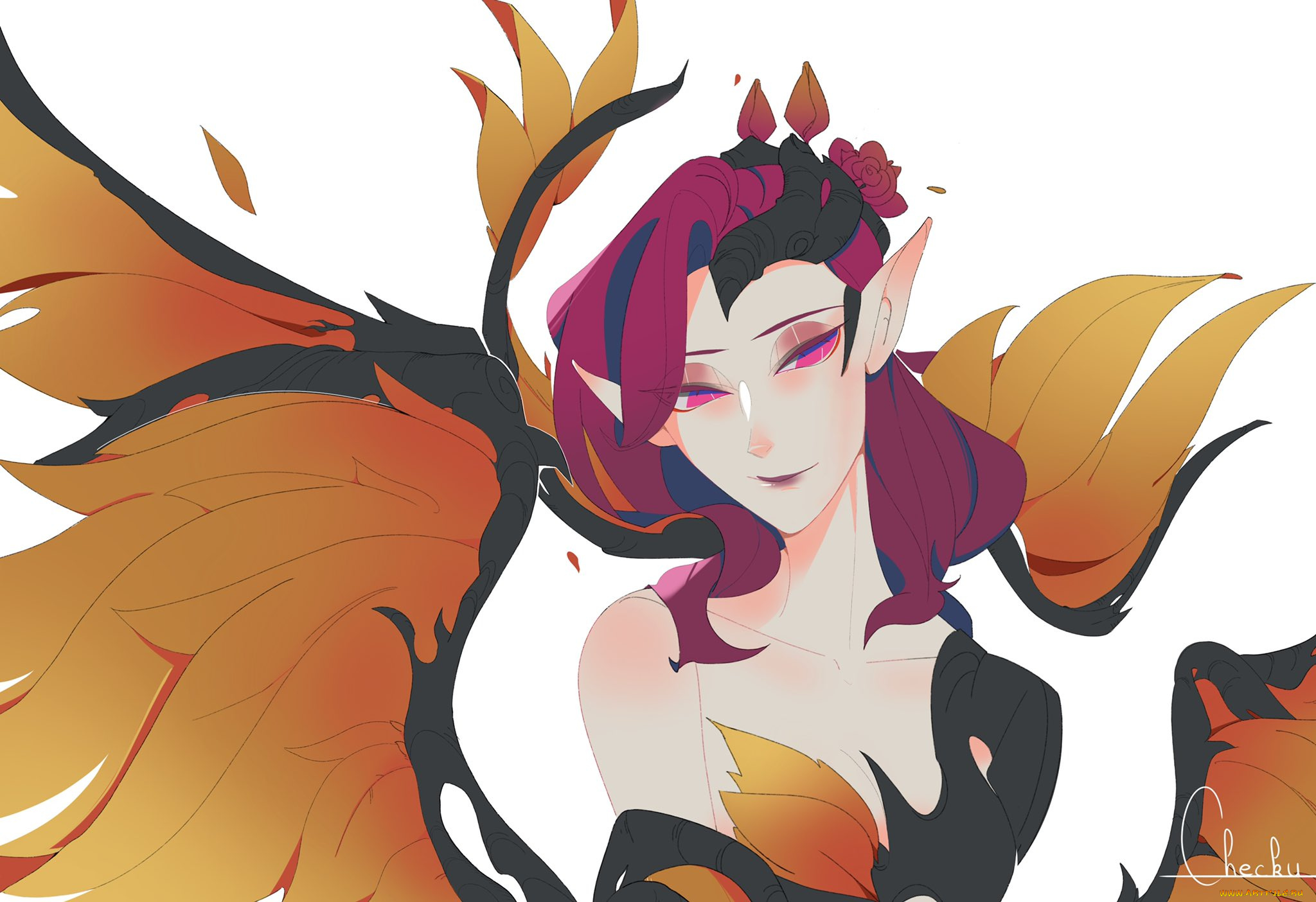 видео, игры, league, of, legends, девушка, крылья, morgana