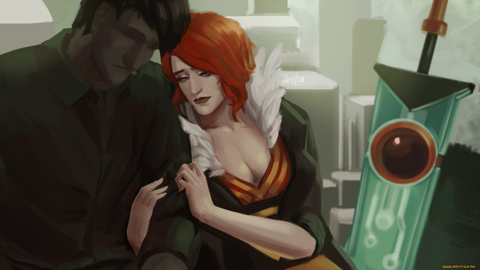 фэнтези, люди, пара, меч