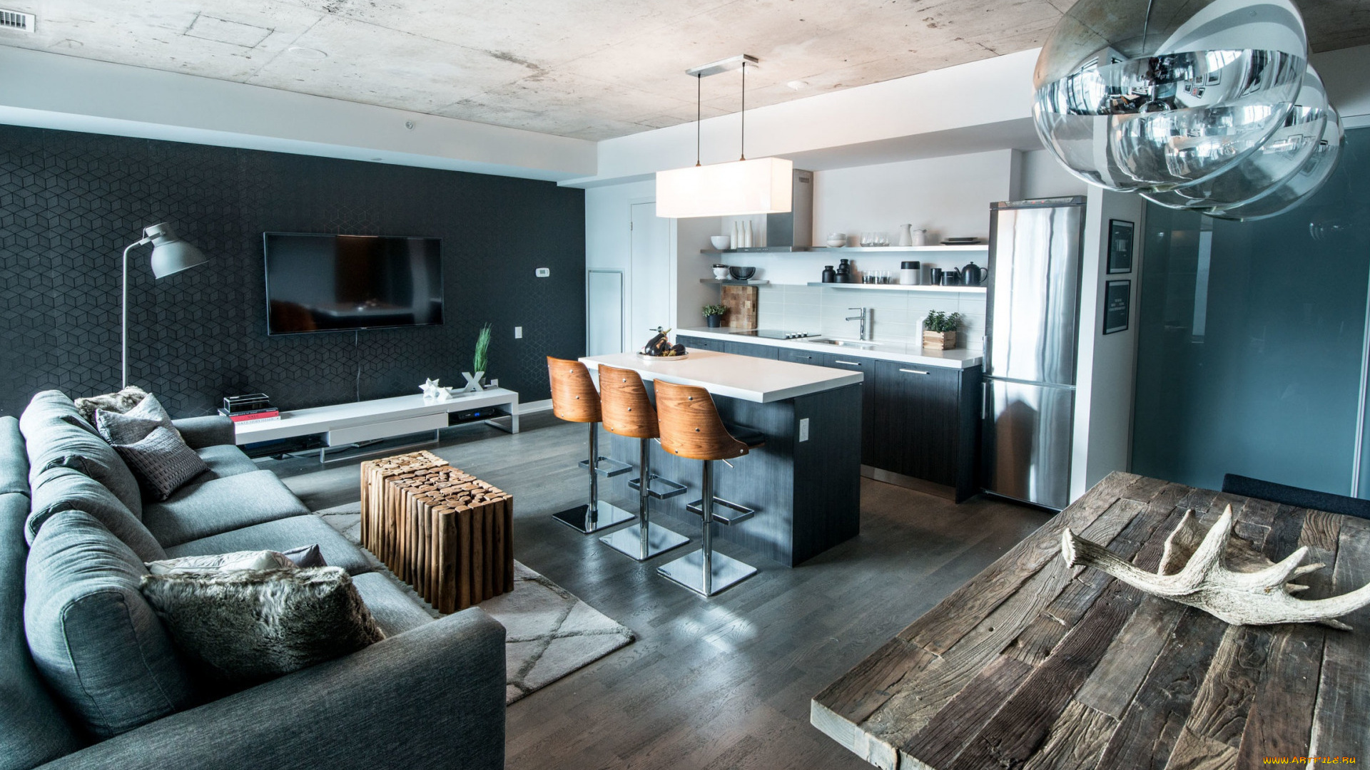 интерьер, кухня, кухонная, мебель, диван