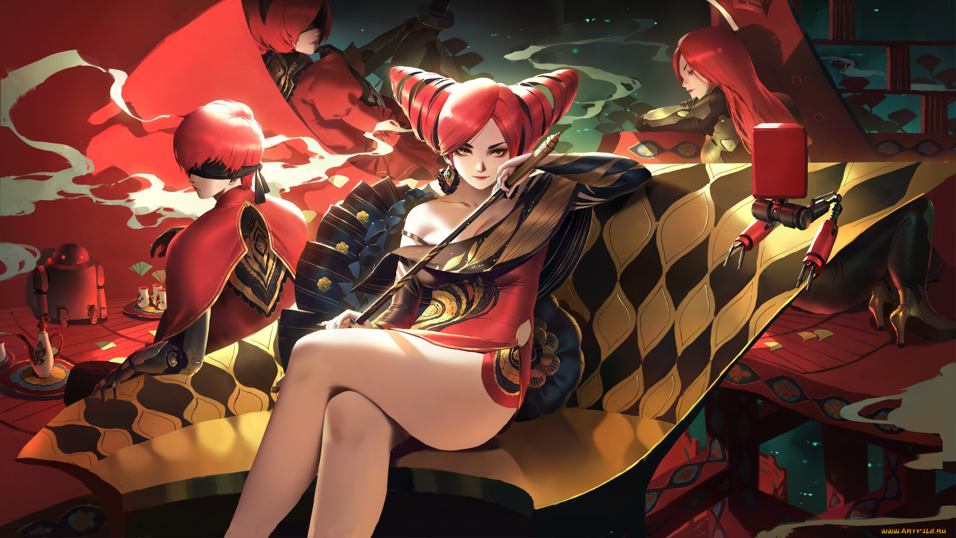 видео, игры, nier, , automata, киборги, кресло, стек