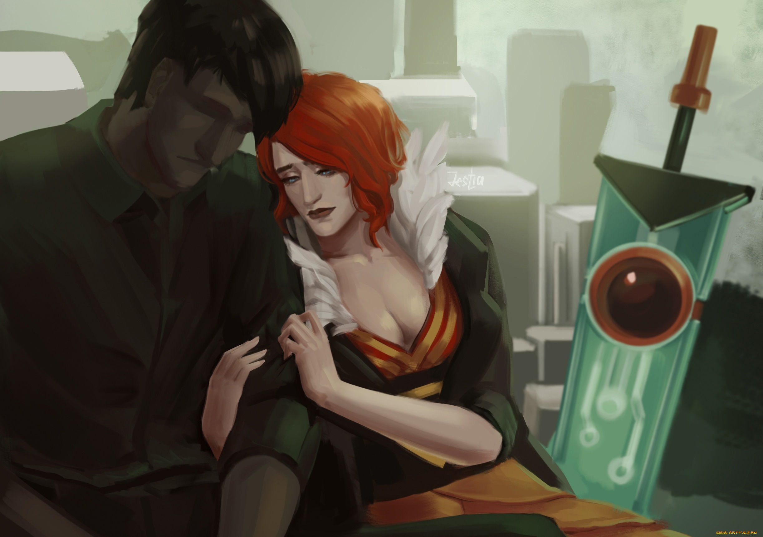 фэнтези, люди, пара, меч