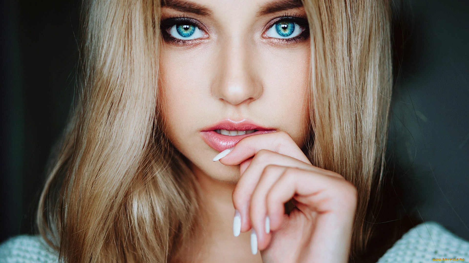 девушки, -, лица, , портреты, голубые, глаза, взгляд