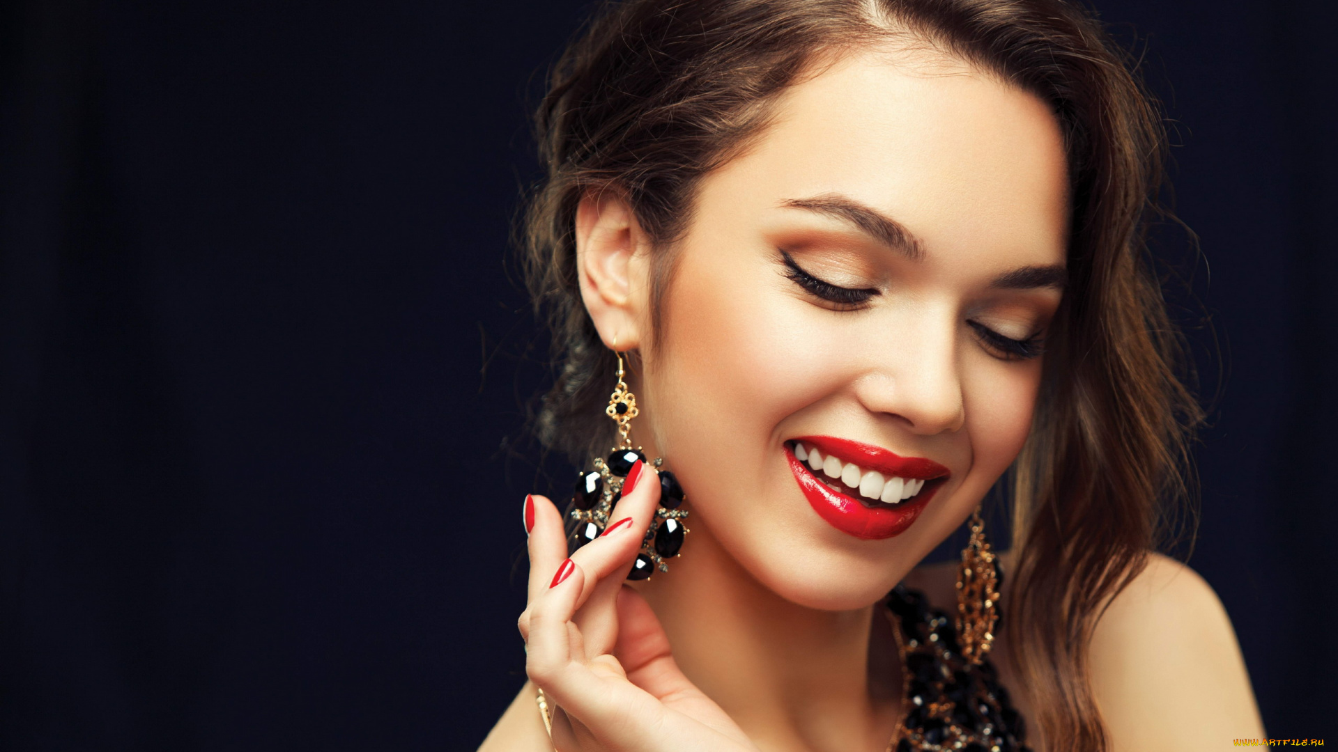 девушки, -, лица, , портреты, маякияж, улыбка, украшения