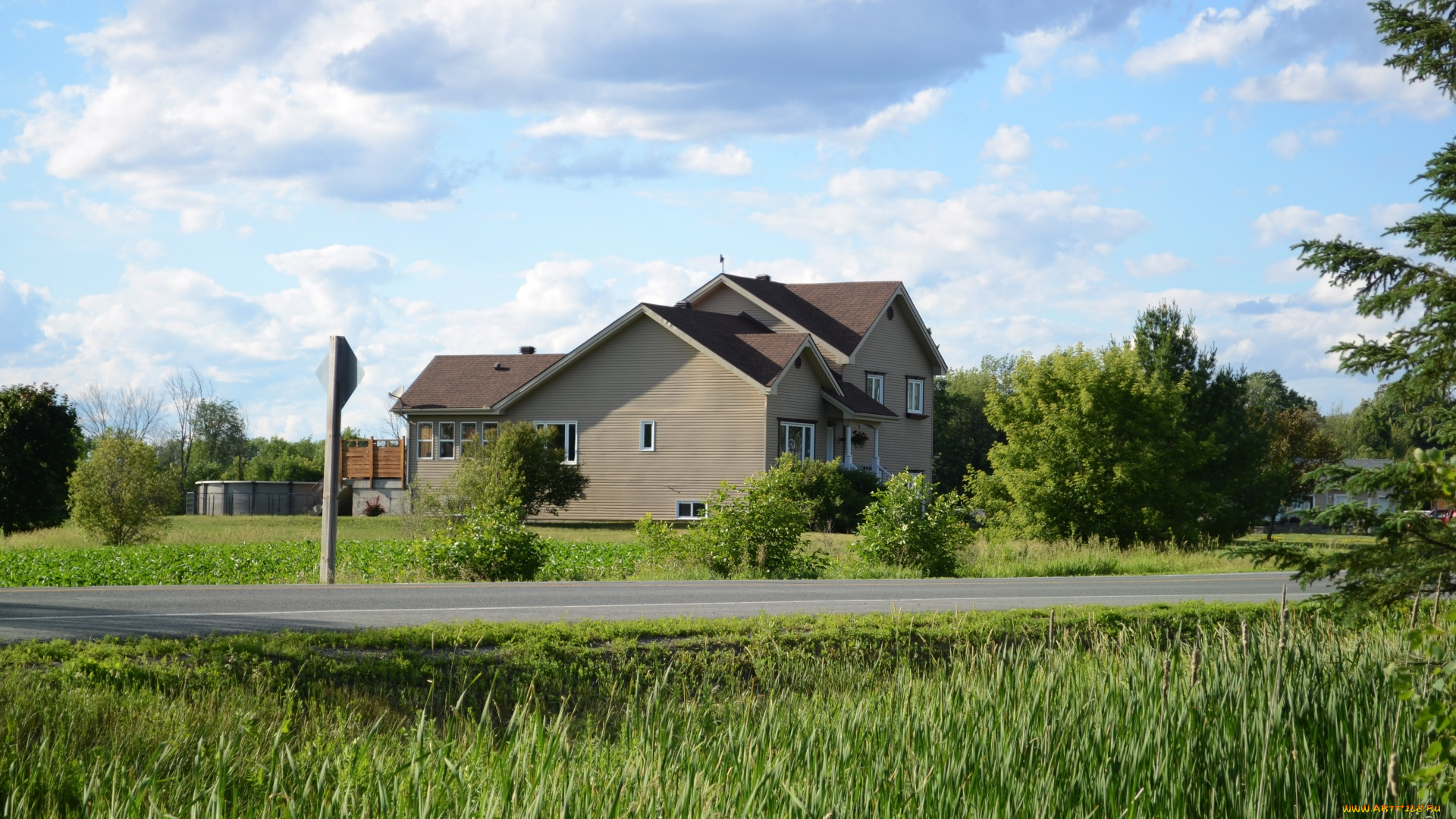 города, -, здания, , дома, дорога, дом, лето