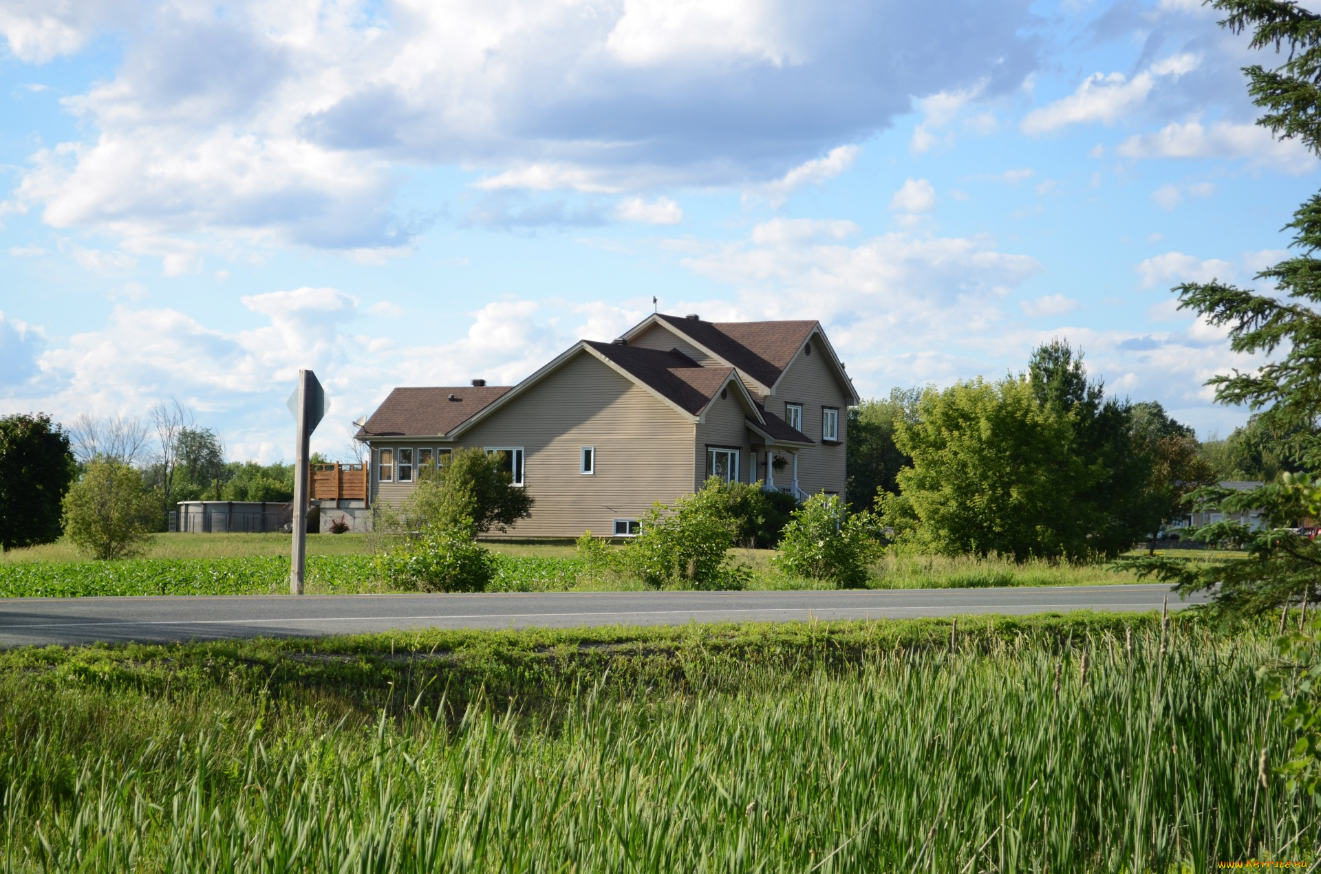 города, -, здания, , дома, дорога, дом, лето