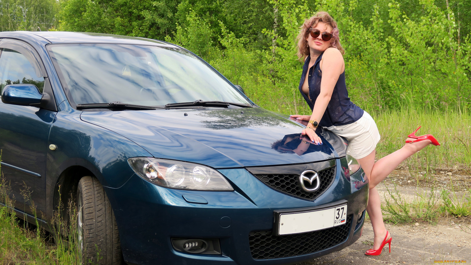 автомобили, -авто, с, девушками, mazda, 3