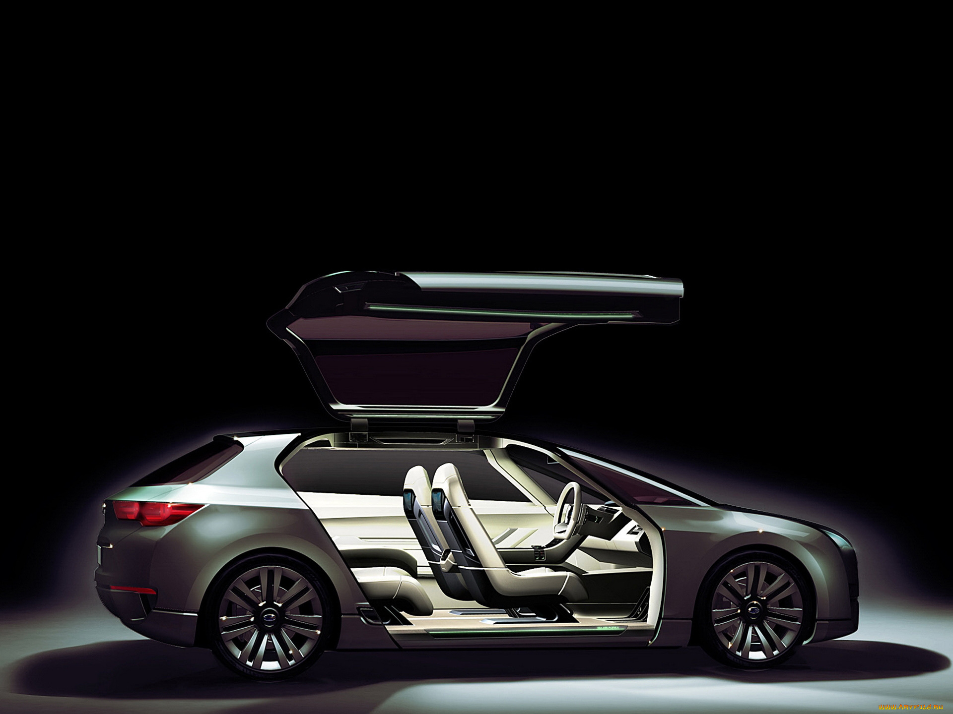 subaru, hybrid, tourer, concept, 2009, автомобили, 3д