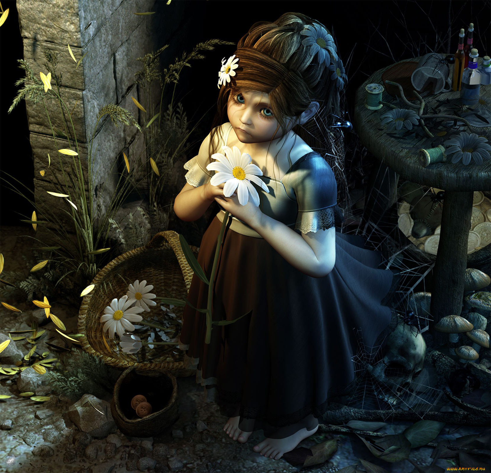 3д, графика, people, люди, девушка, цветы